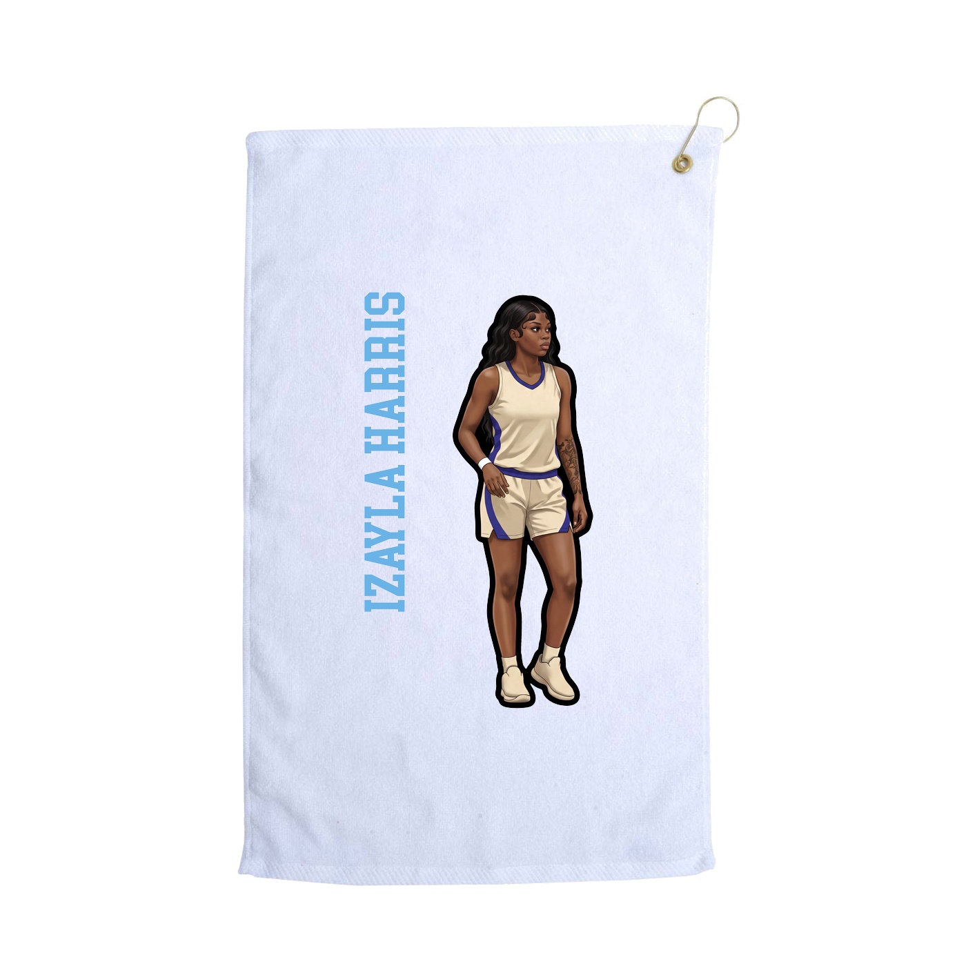 Golf Towel — Name Vertical in White