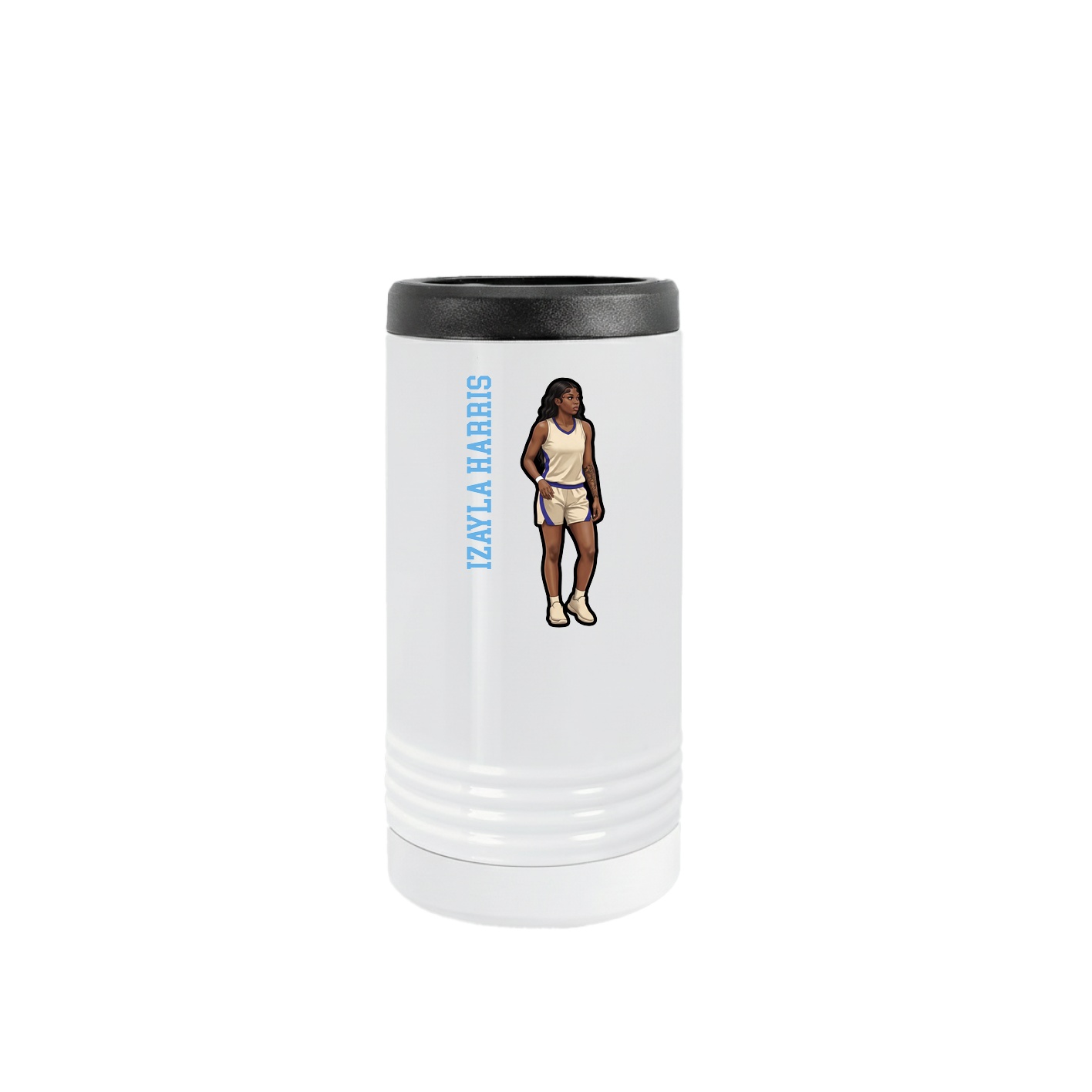Slim Beverage Holder — Name Vertical in White