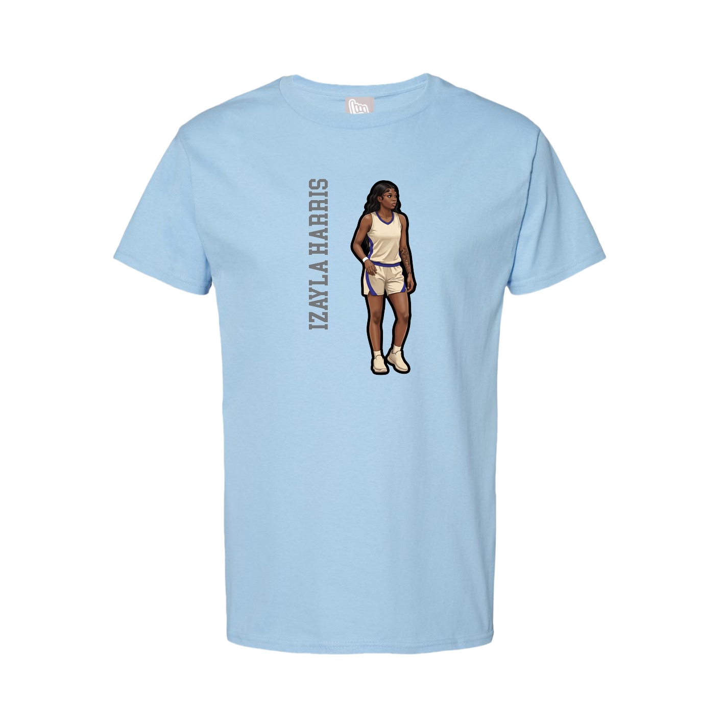 Tee — Name Vertical in Light Blue