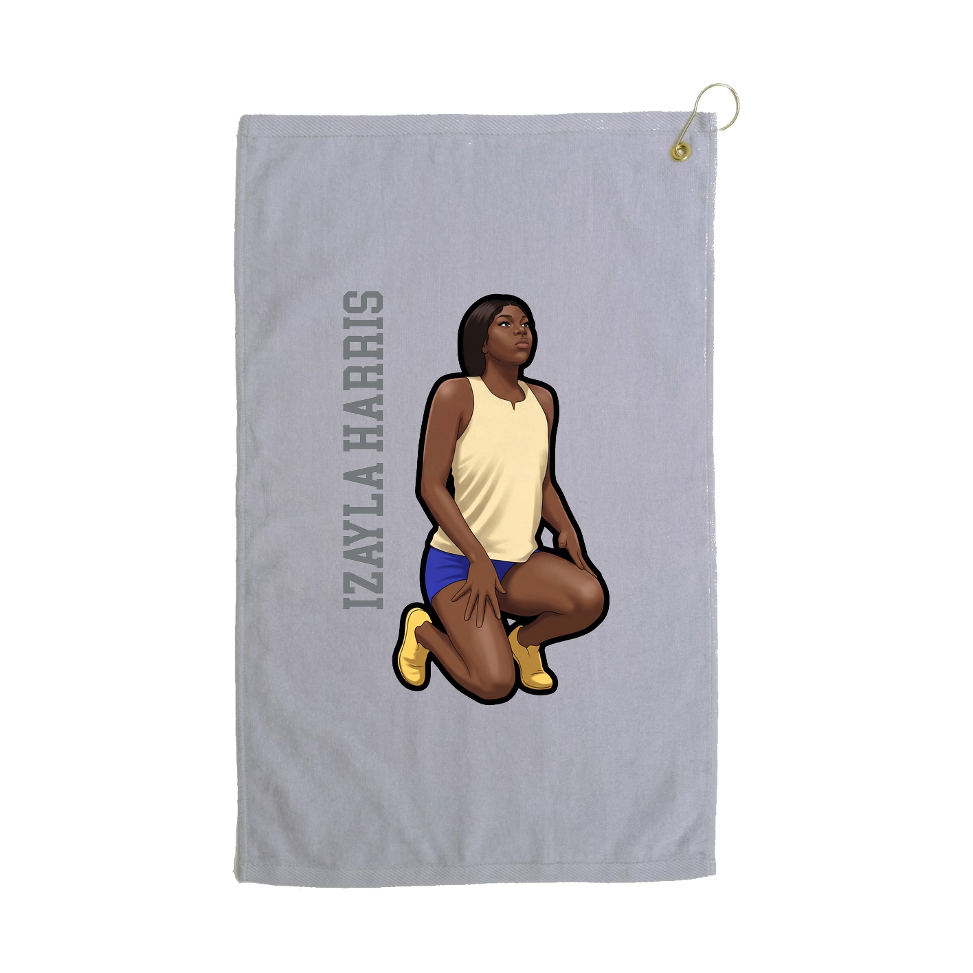 Golf Towel — Name Vertical in Grey