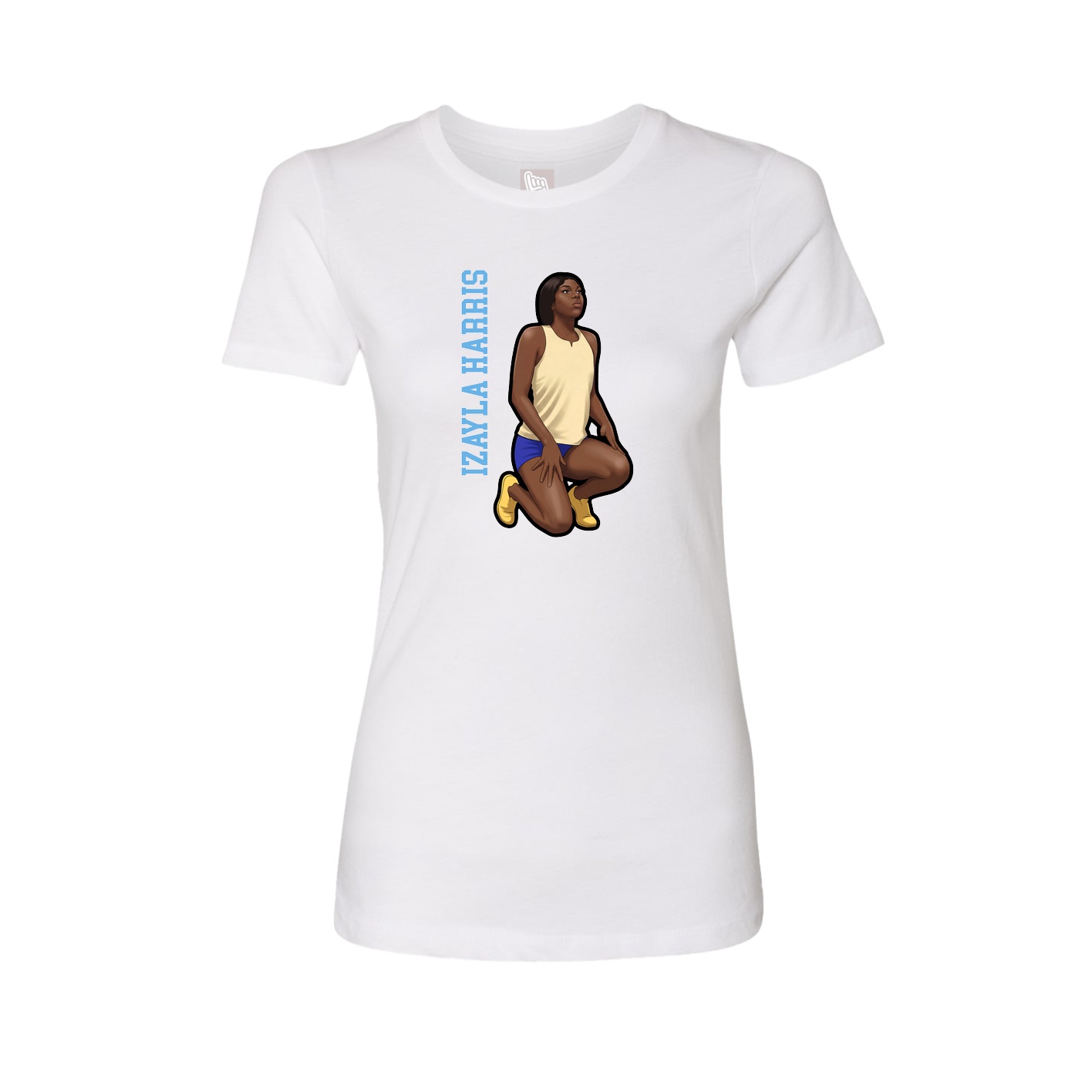 Fitted Women's Tee — Name Vertical in White