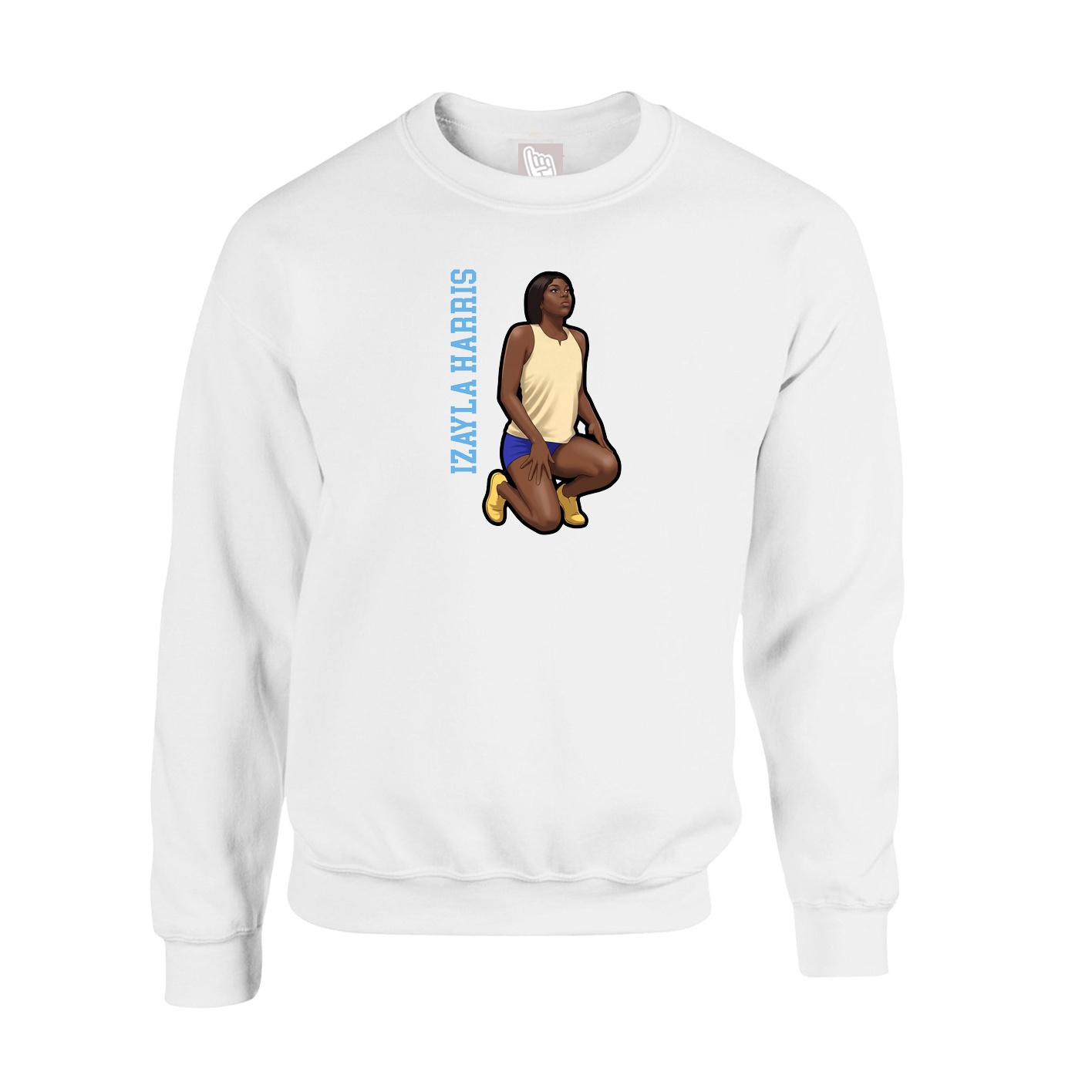 Fleece Crew — Name Vertical in White