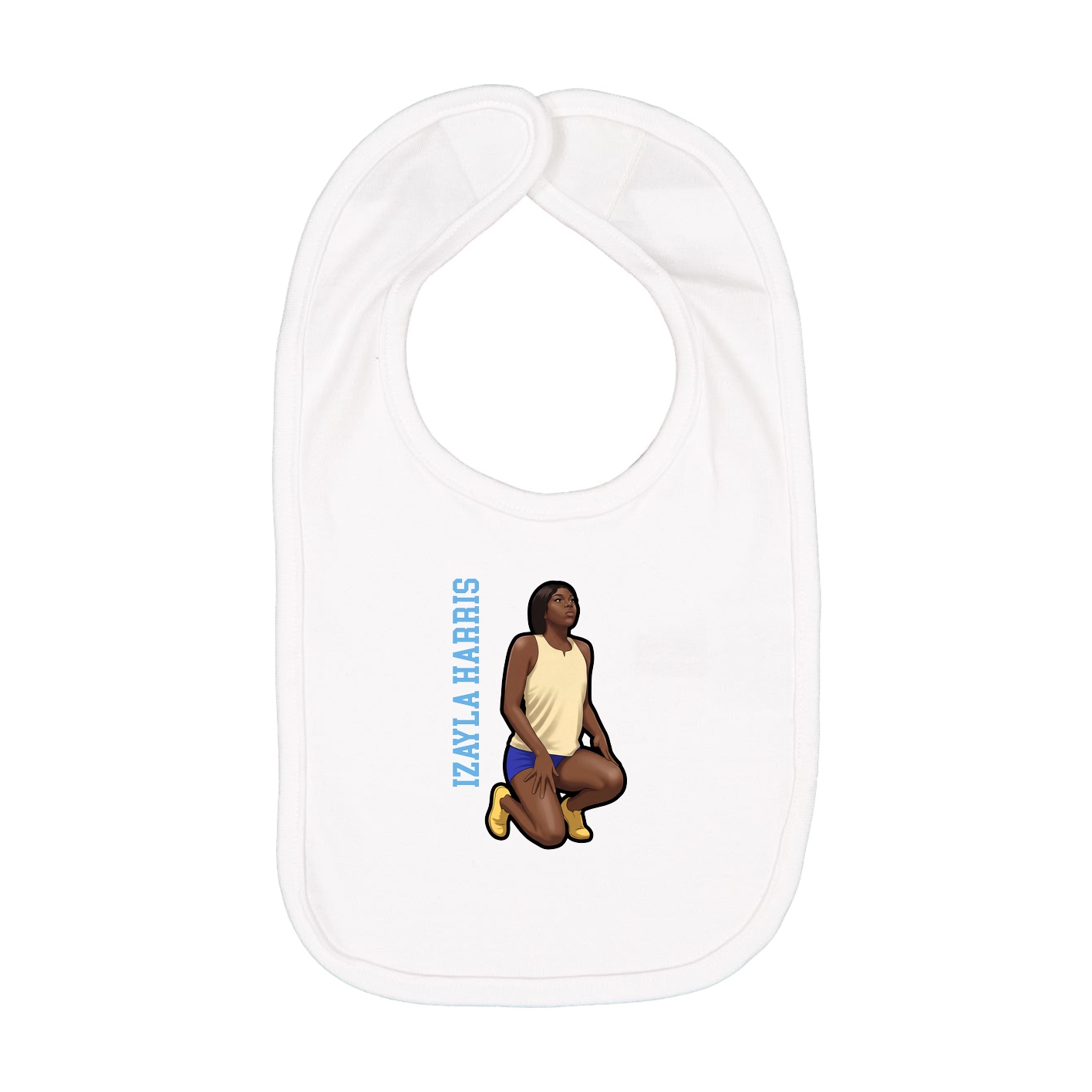 Infant Bib — Name Vertical in White