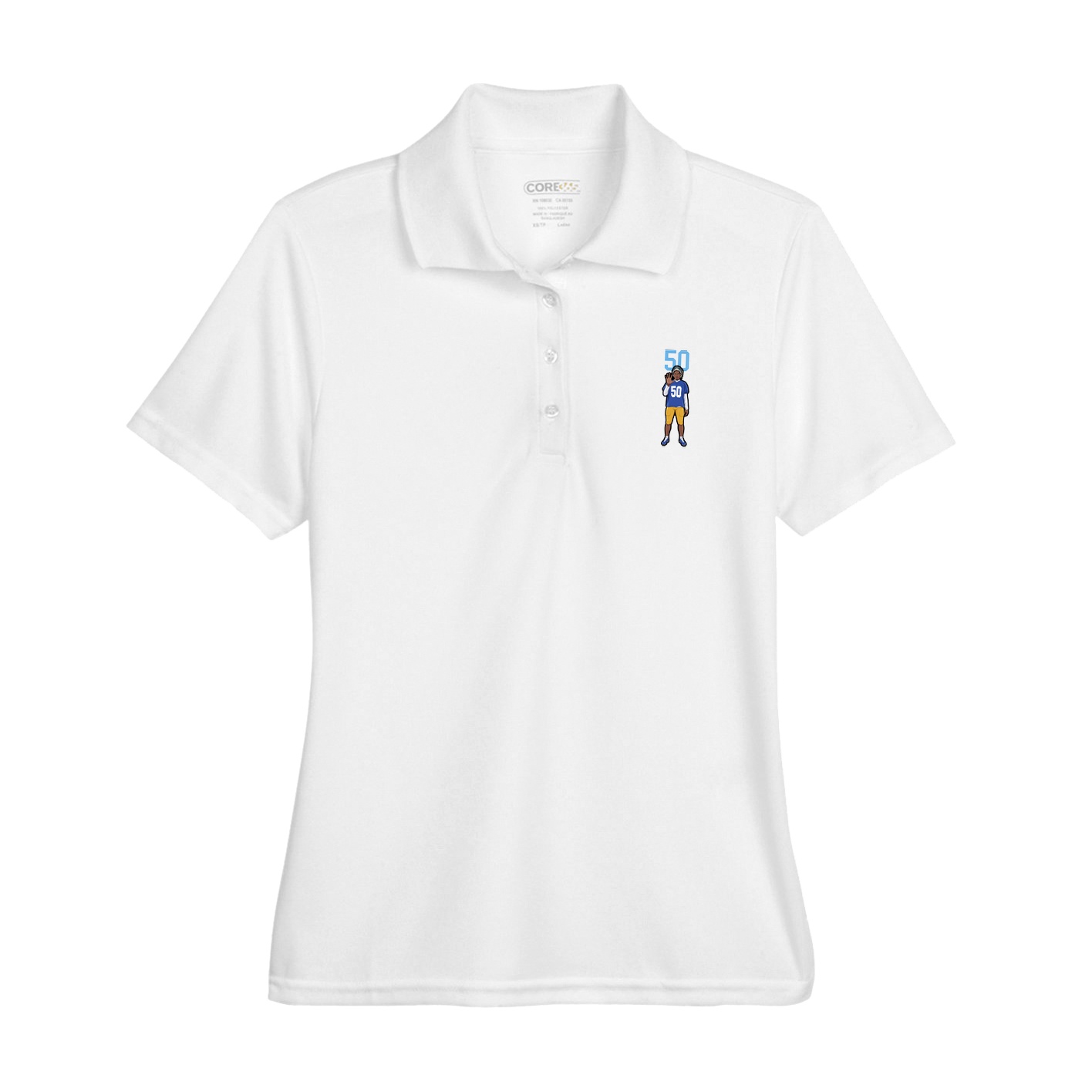 Womens Performance Polo — Number Top in White