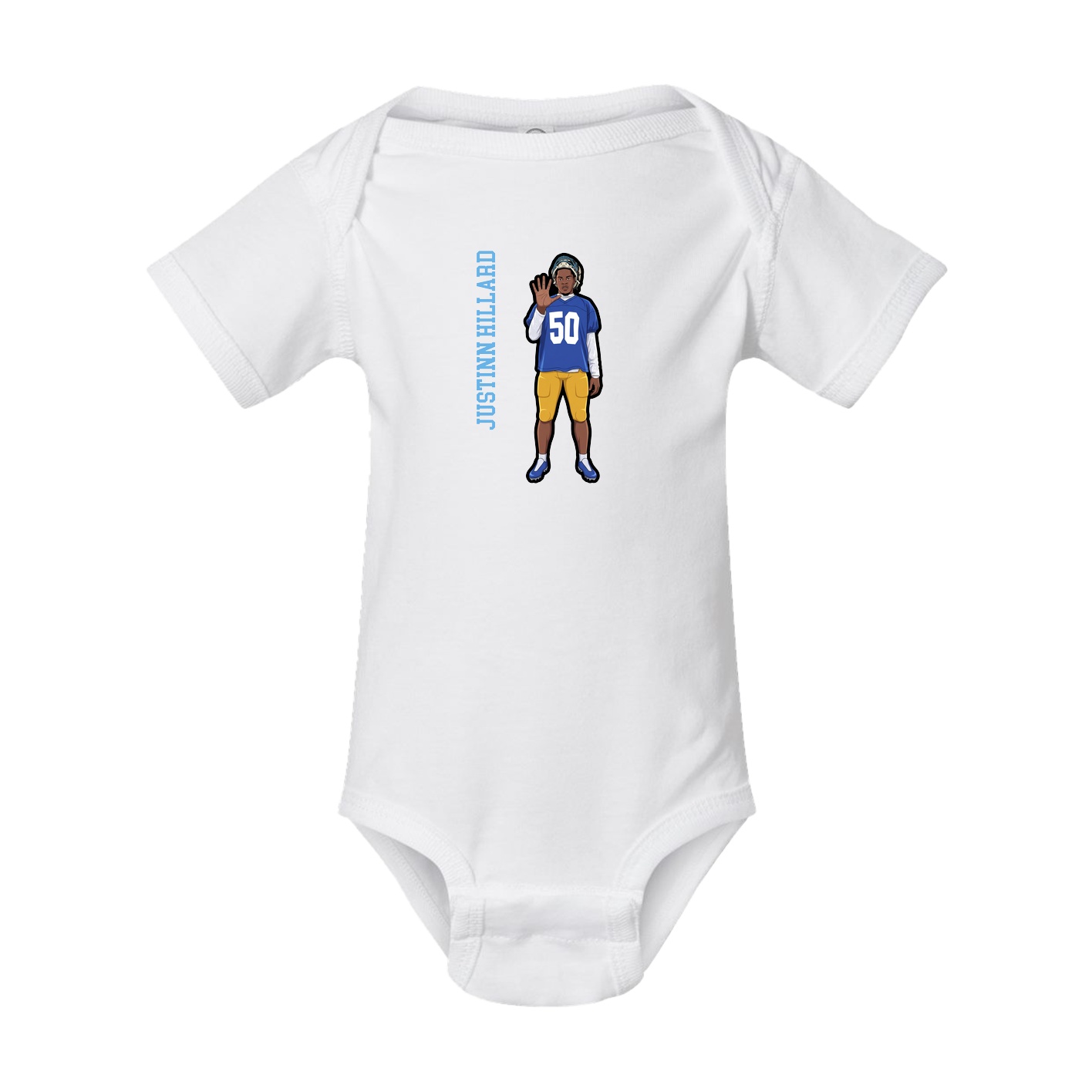 Baby Onesie — Name Vertical in White