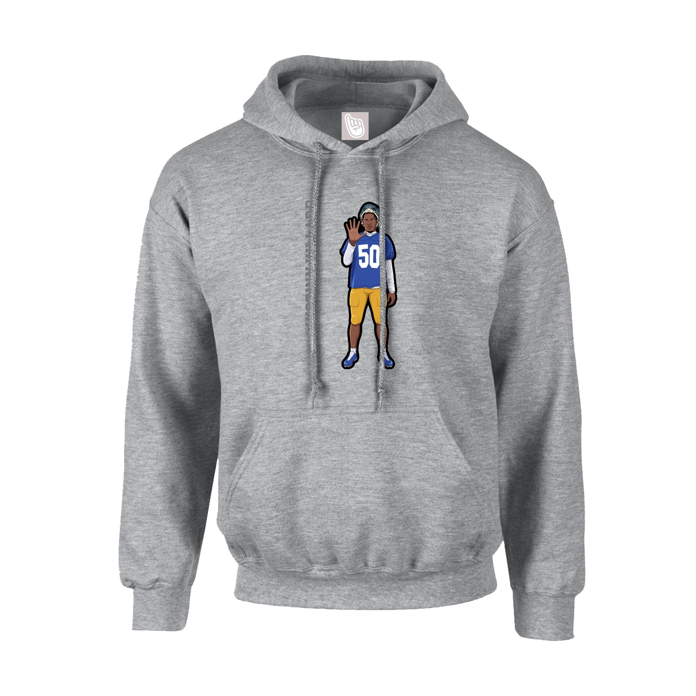 Hoodie — Name Vertical in Grey