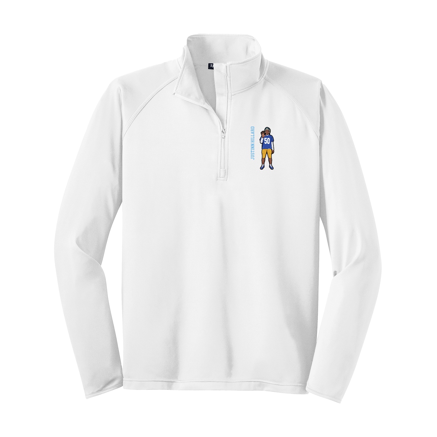 Q-Zip Pullover — Name Vertical in White