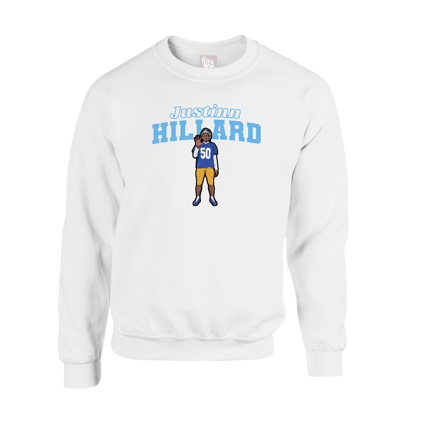 Fleece Crew — Name Arch in White