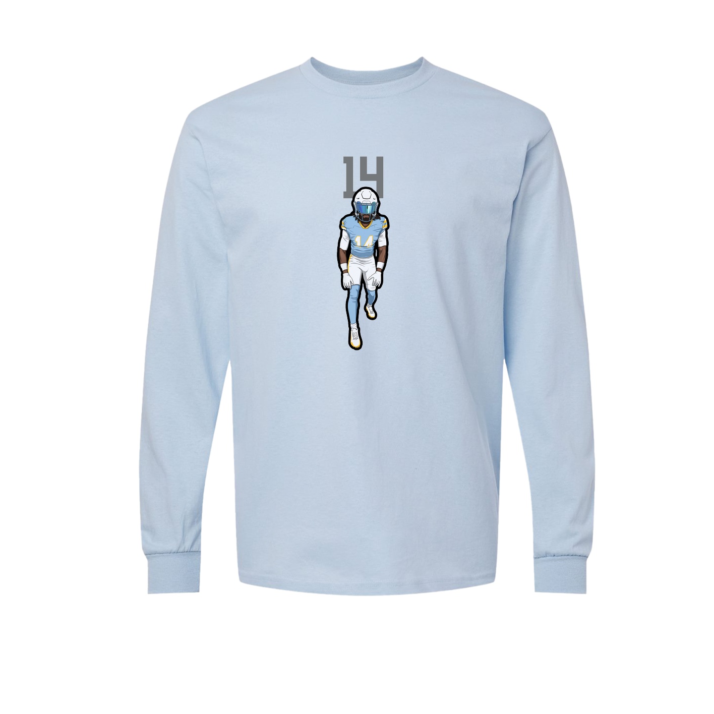 Long Sleeve Tee — Number Top in Light Blue
