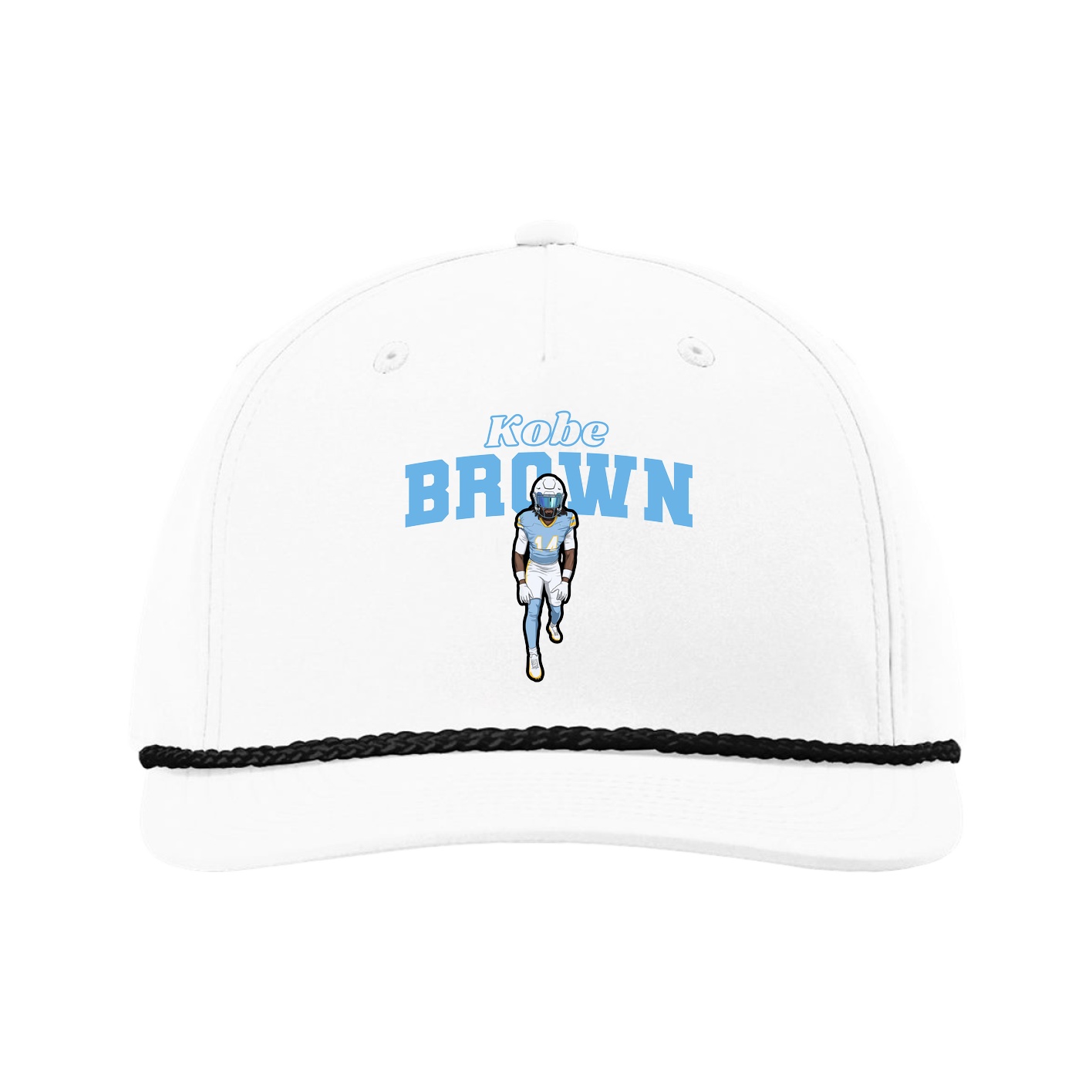 Five-Panel Classic Rope Cap — Name Arch in White