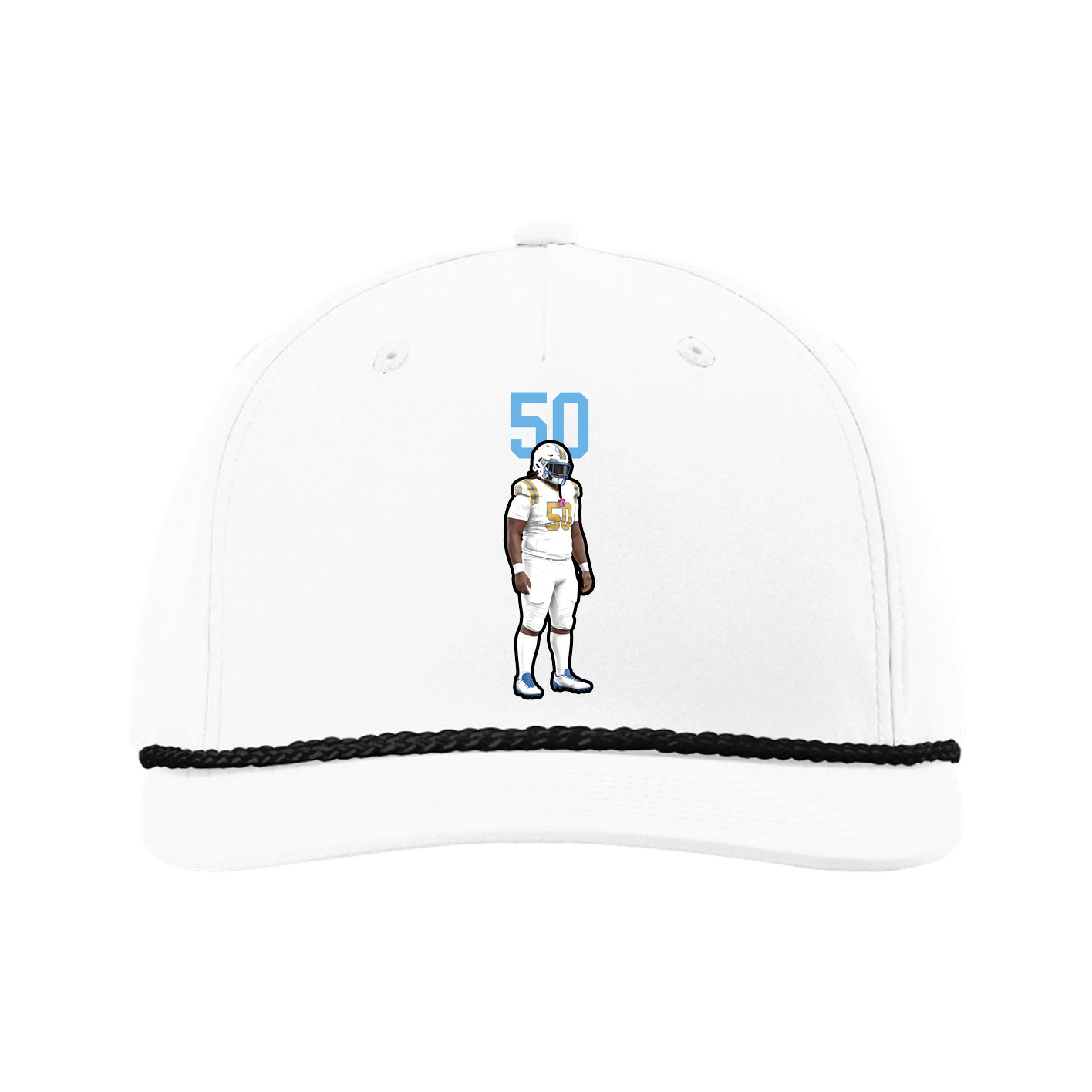 Five-Panel Classic Rope Cap — Number Top in White