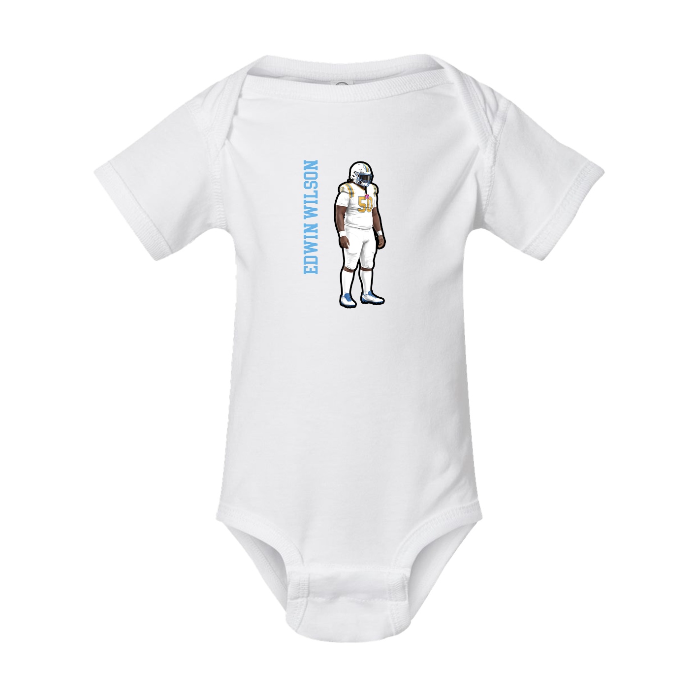Baby Onesie — Name Vertical in White