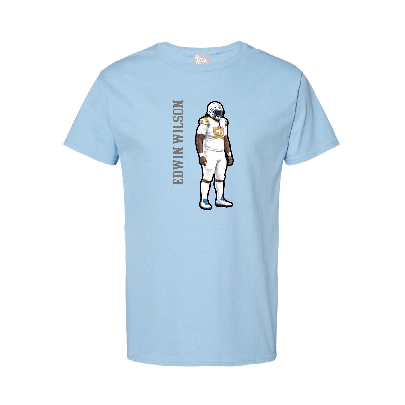 Youth Tee — Name Vertical in Light Blue