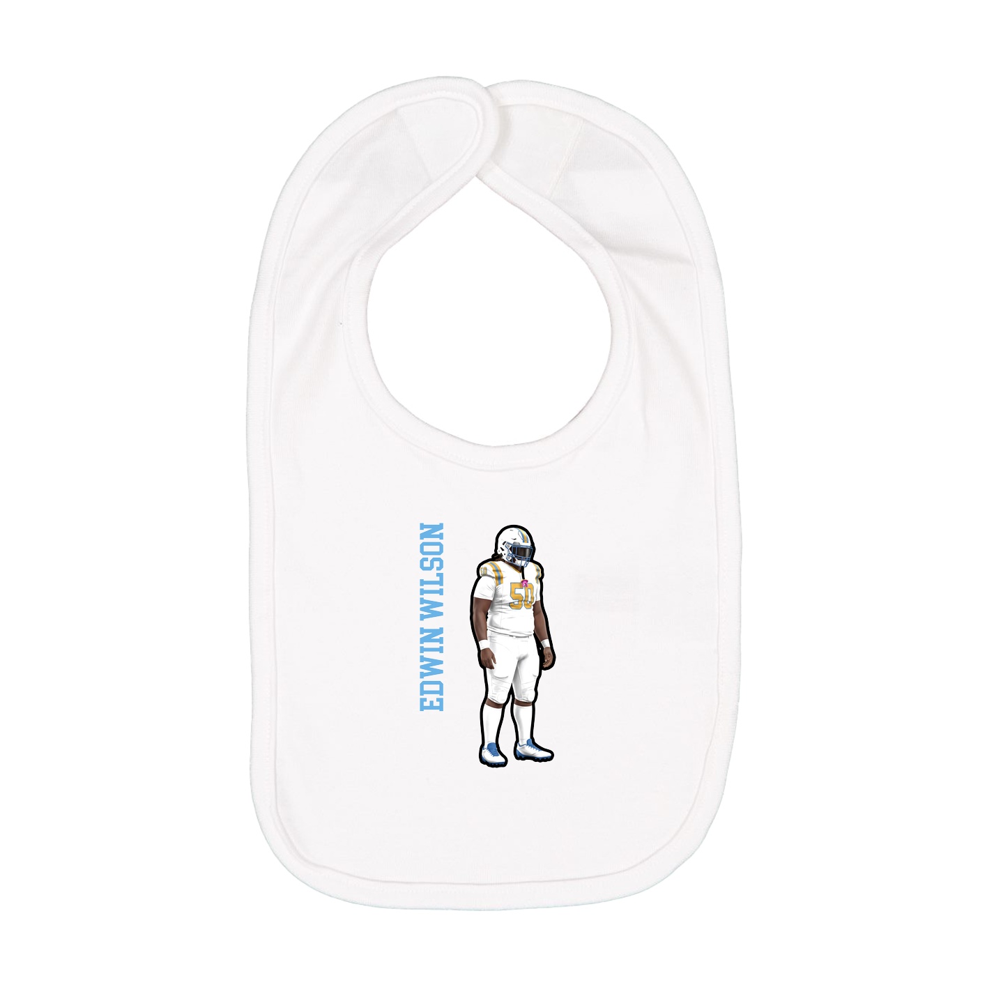 Infant Bib — Name Vertical in White
