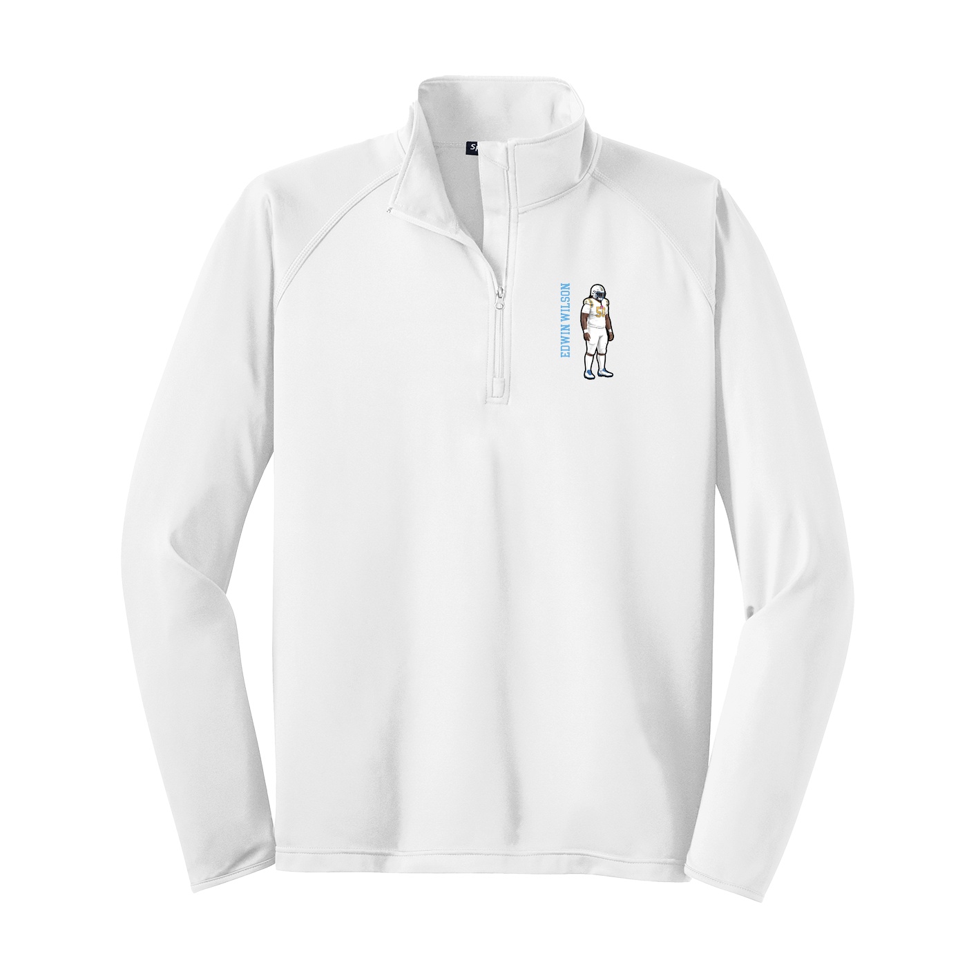 Q-Zip Pullover — Name Vertical in White