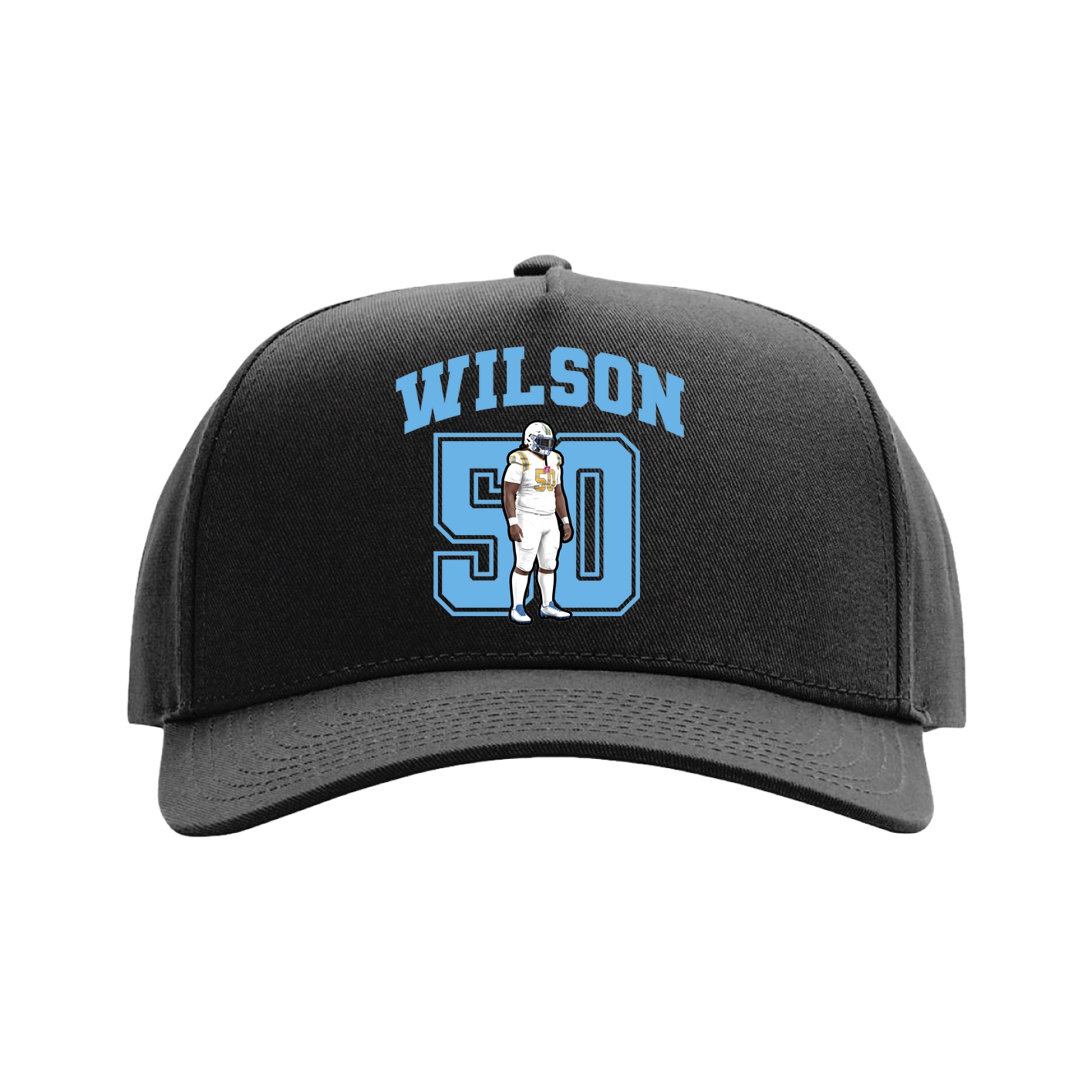 Full Fabric Five-Panel Champ Cap — Number in Black