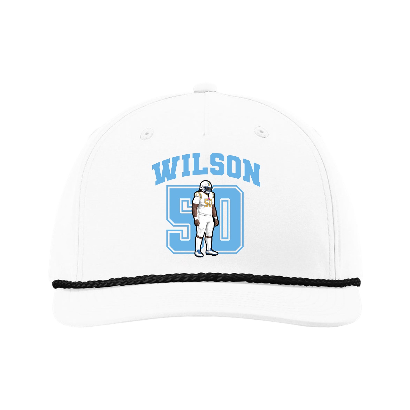 Five-Panel Classic Rope Cap — Number in White