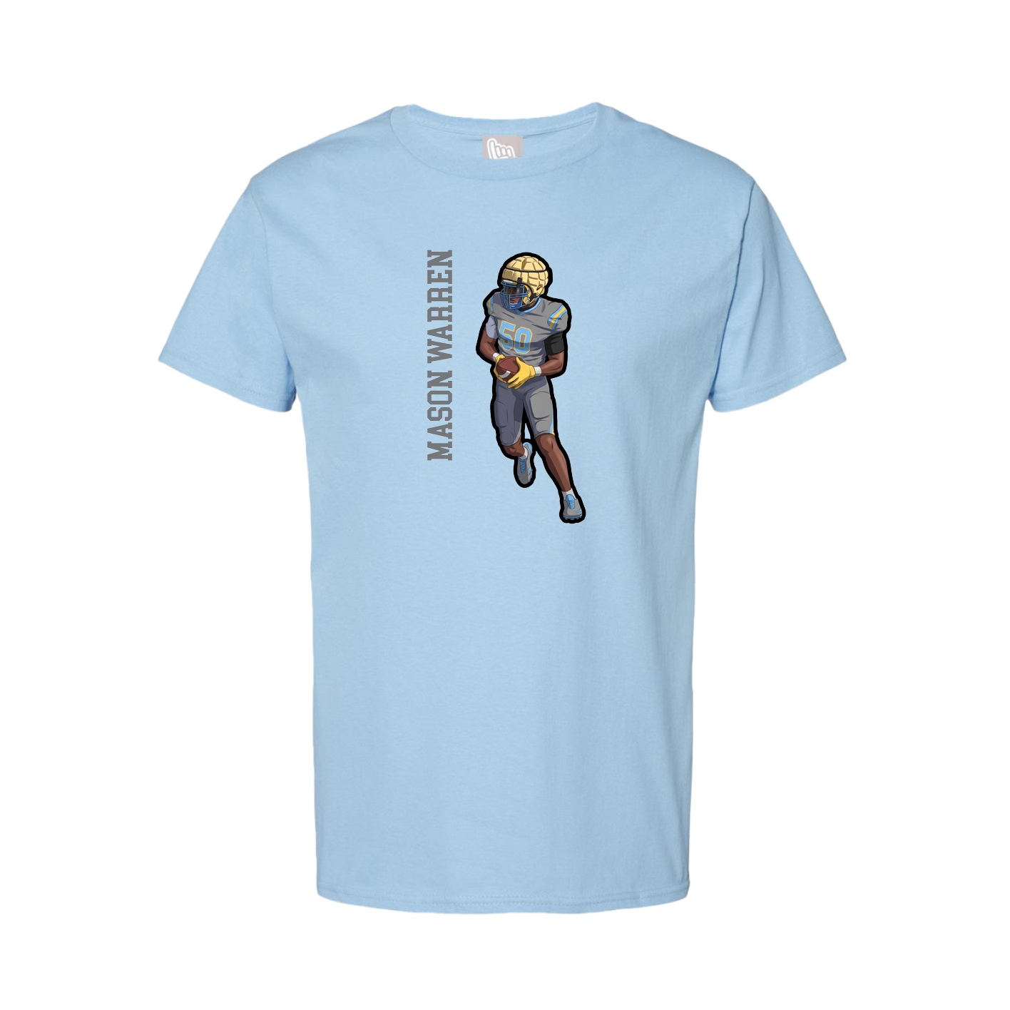 Tee — Name Vertical in Light Blue