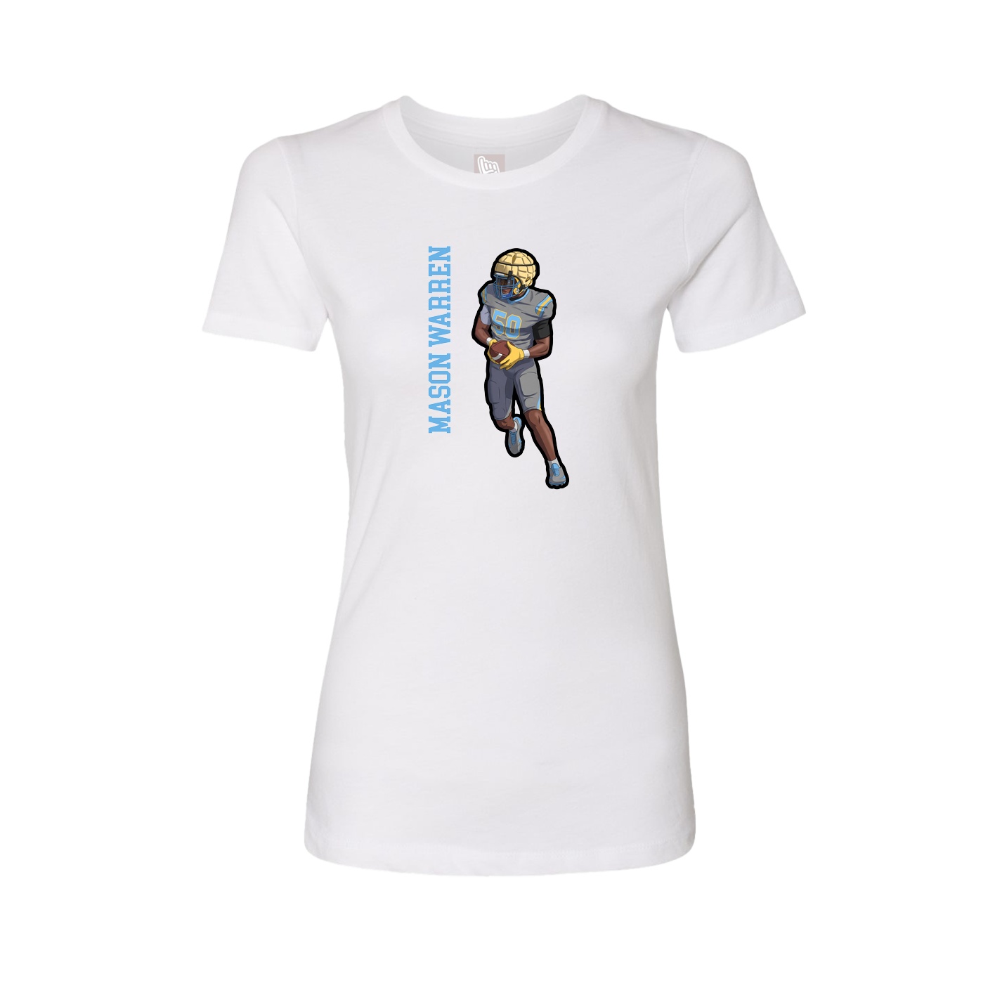 Fitted Women's Tee — Name Vertical in White