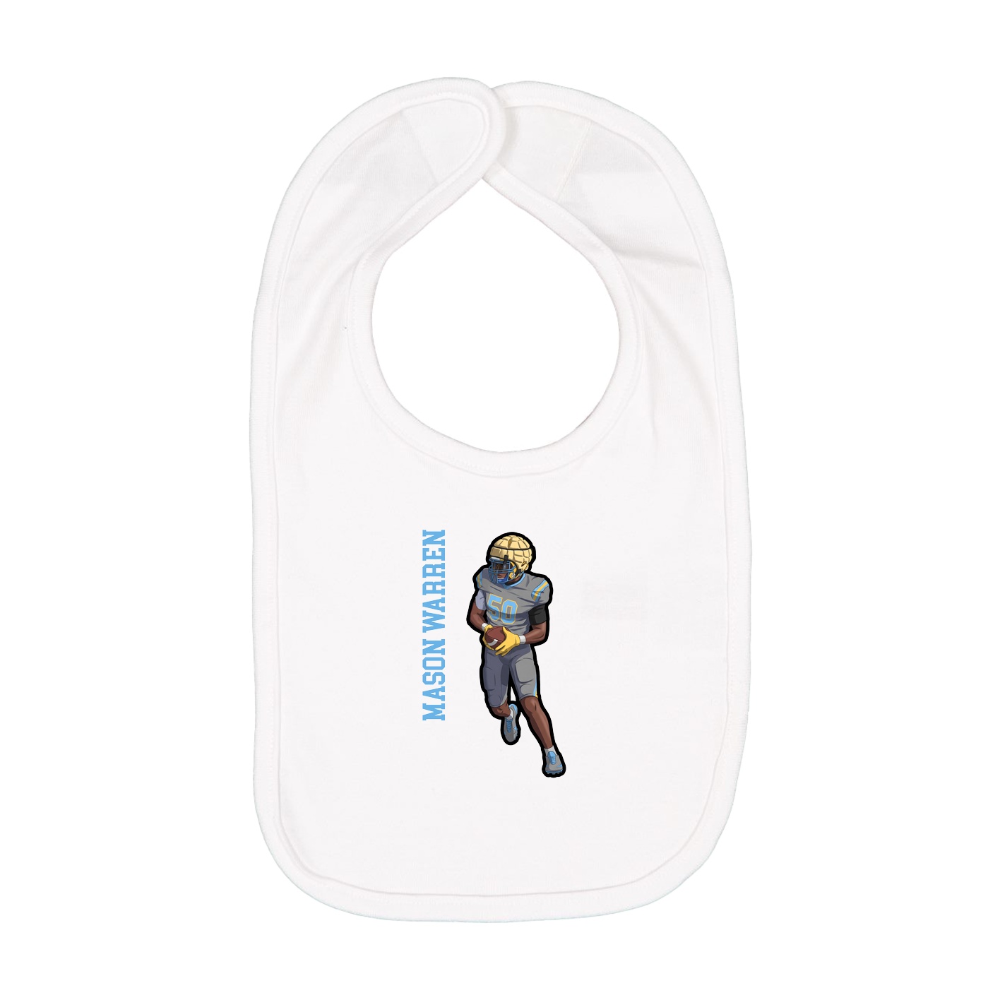 Infant Bib — Name Vertical in White