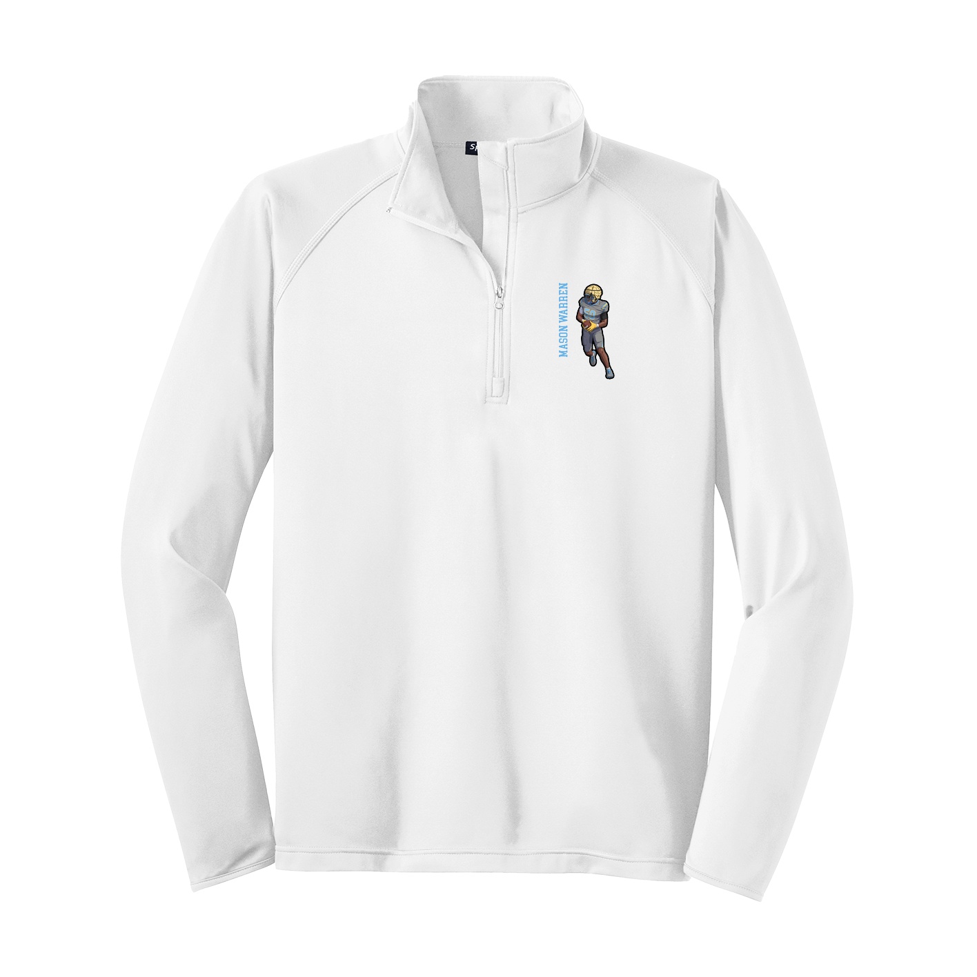 Q-Zip Pullover — Name Vertical in White
