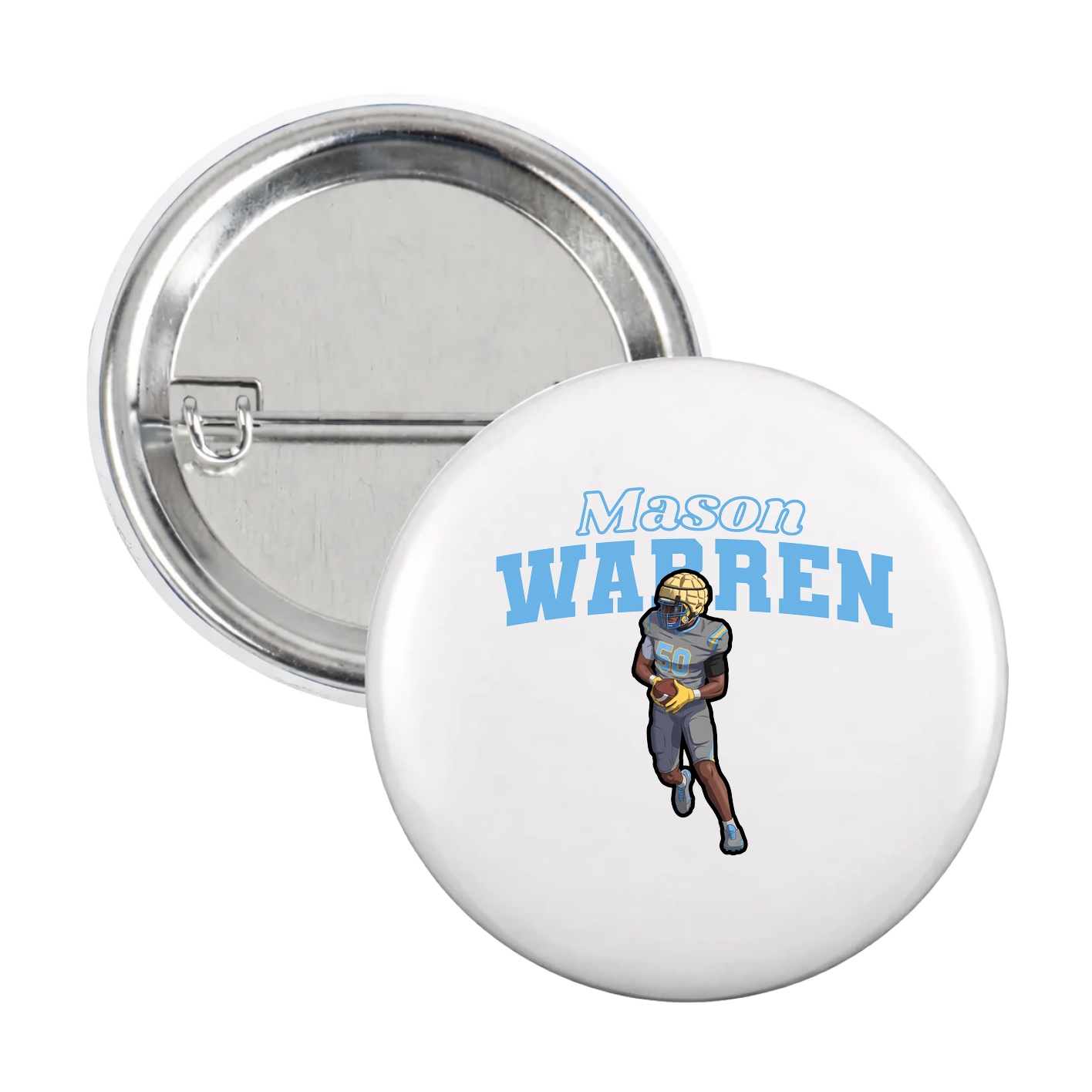 Game Day Button — Name Arch in White