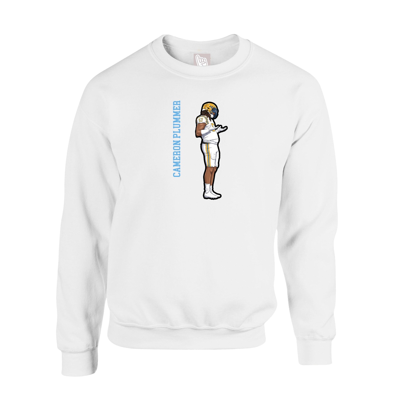 Fleece Crew — Name Vertical in White