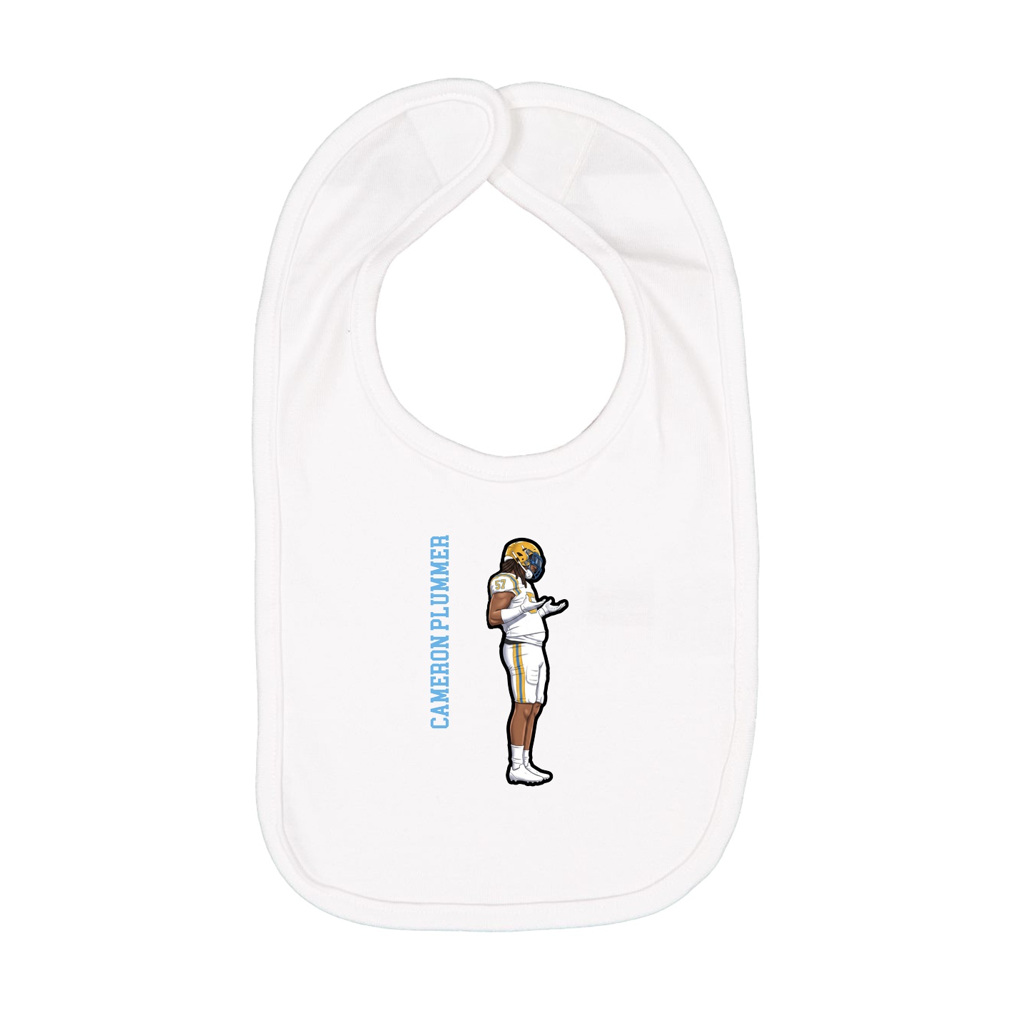 Infant Bib — Name Vertical in White