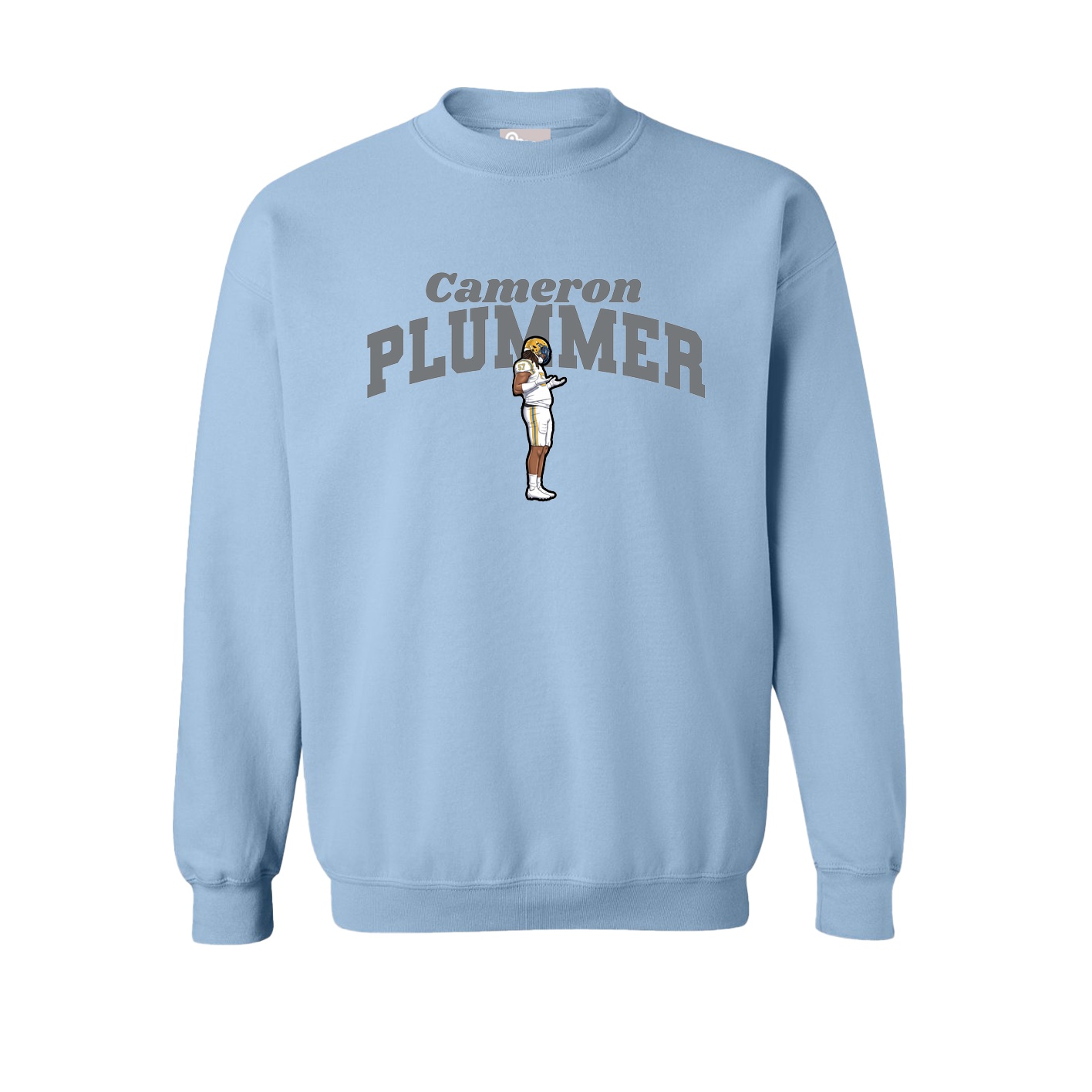 Fleece Crew — Signature Arch in Light Blue