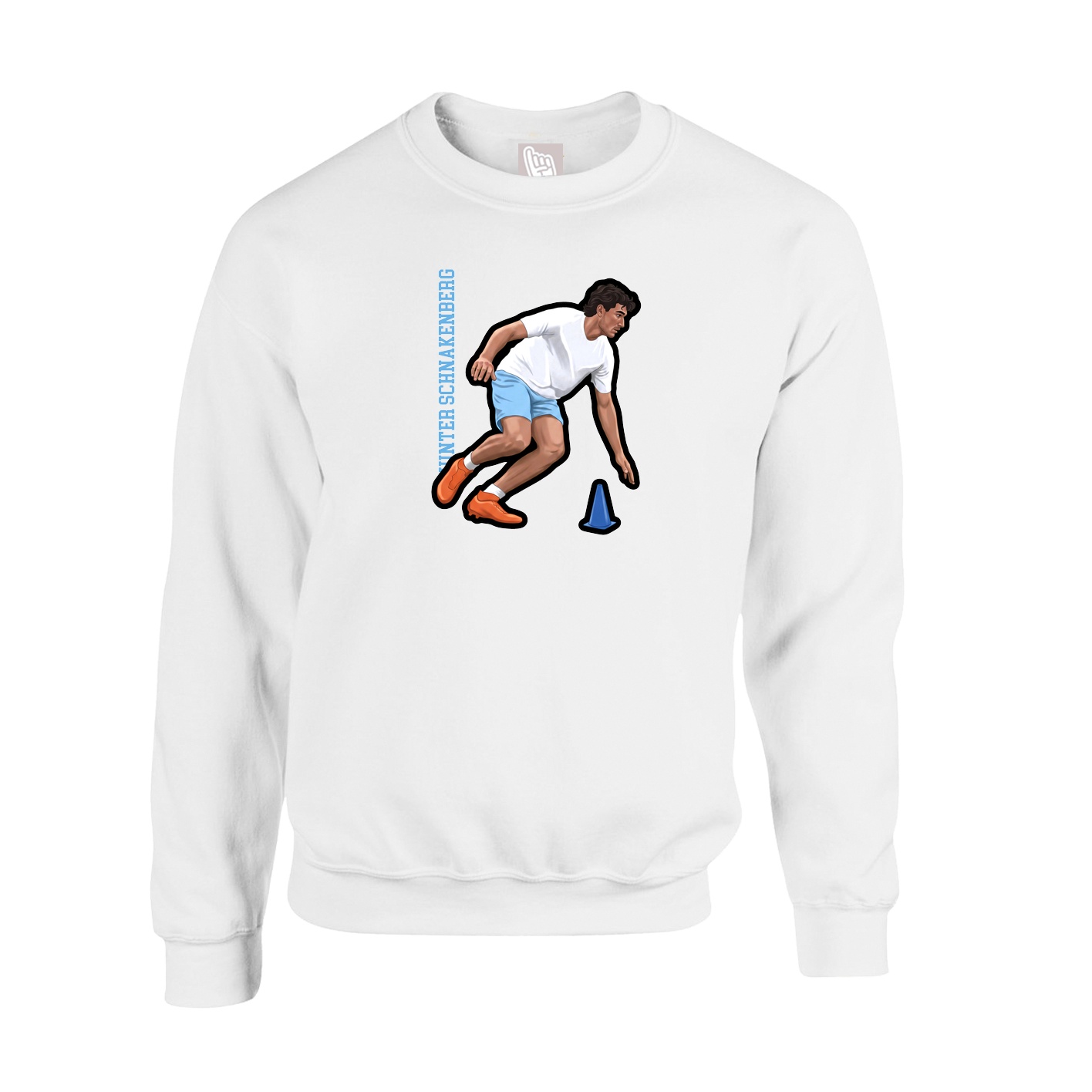 Fleece Crew — Name Vertical in White