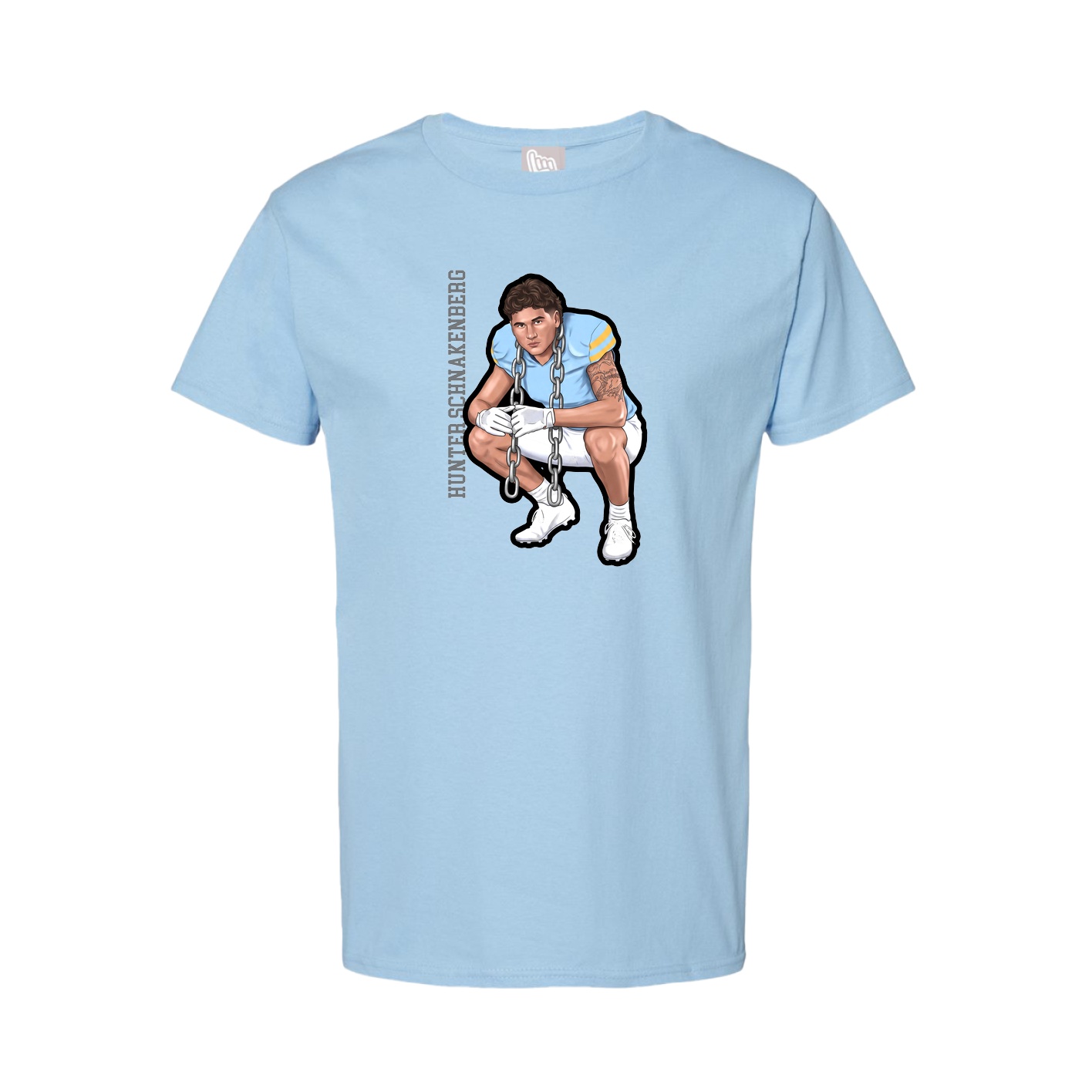 Youth Tee — Name Vertical in Light Blue
