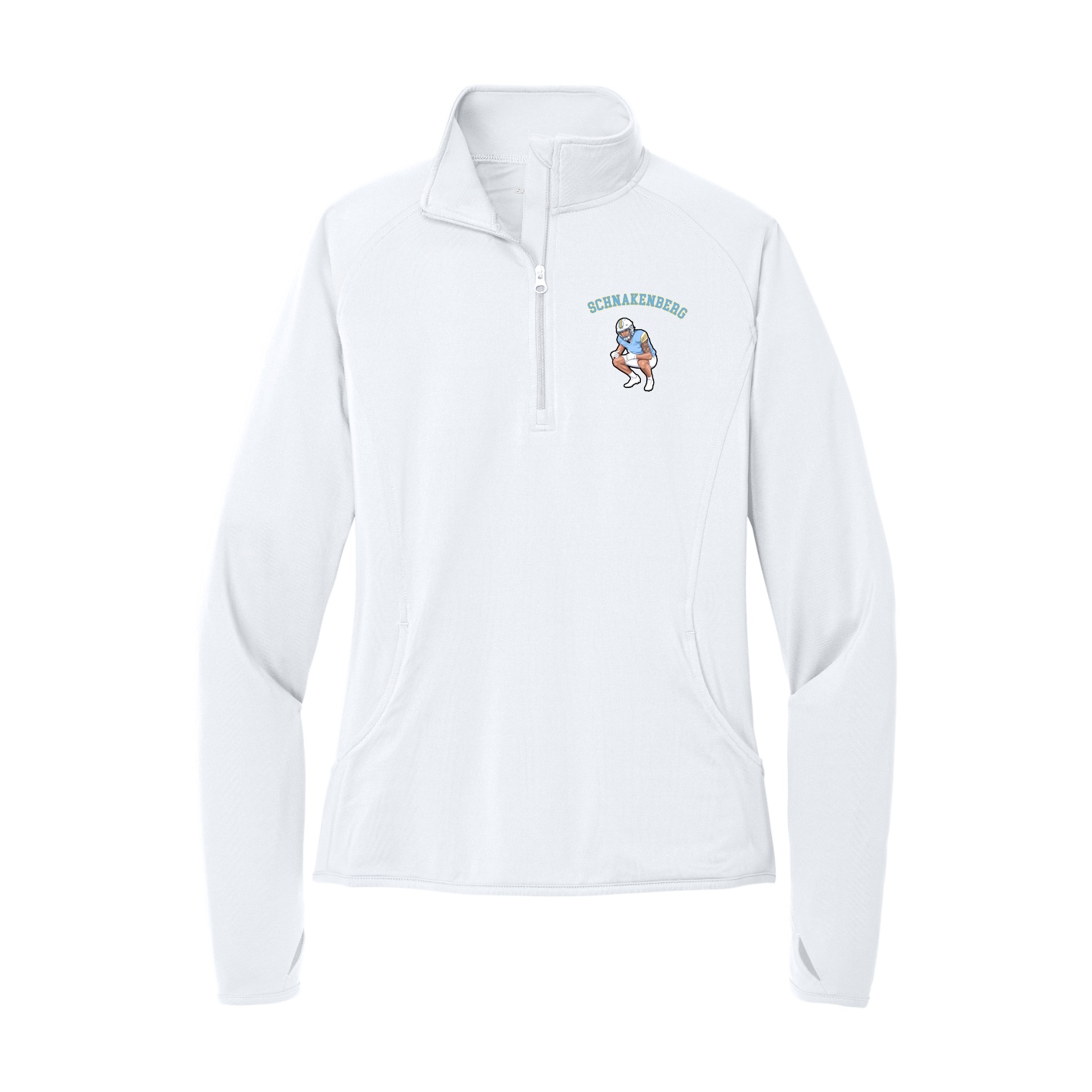 Women's Q-Zip Pullover — Shirsey Arch in White