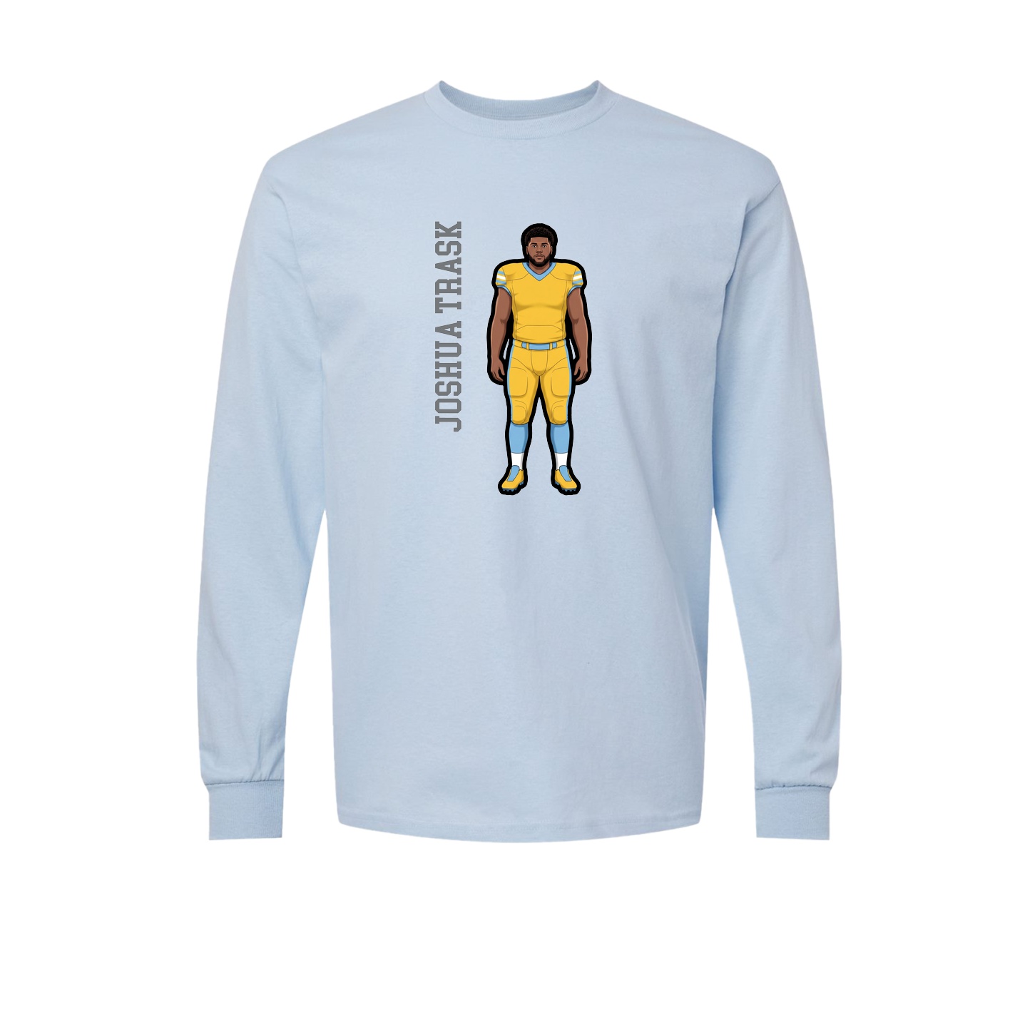 Long Sleeve Tee — Name Vertical in Light Blue