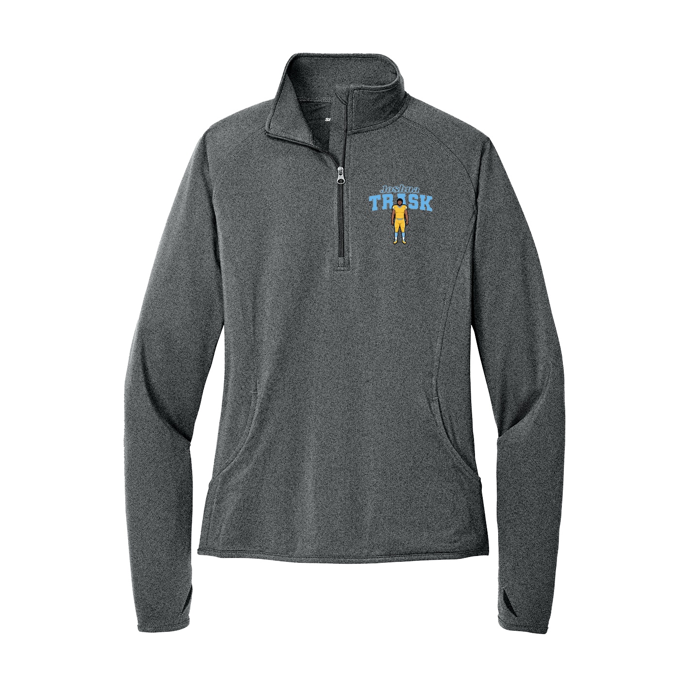 Women's Q-Zip Pullover — Name Arch in Grey