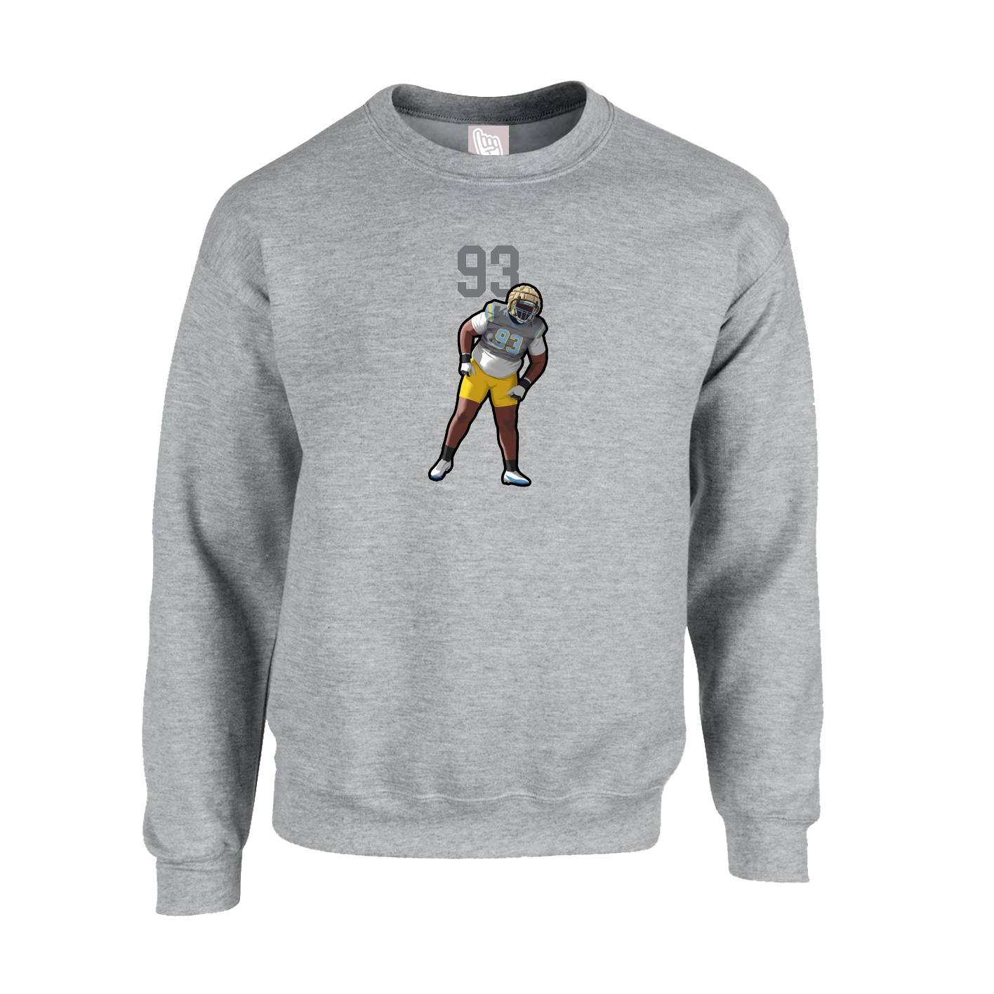 Fleece Crew — Number Top in Grey