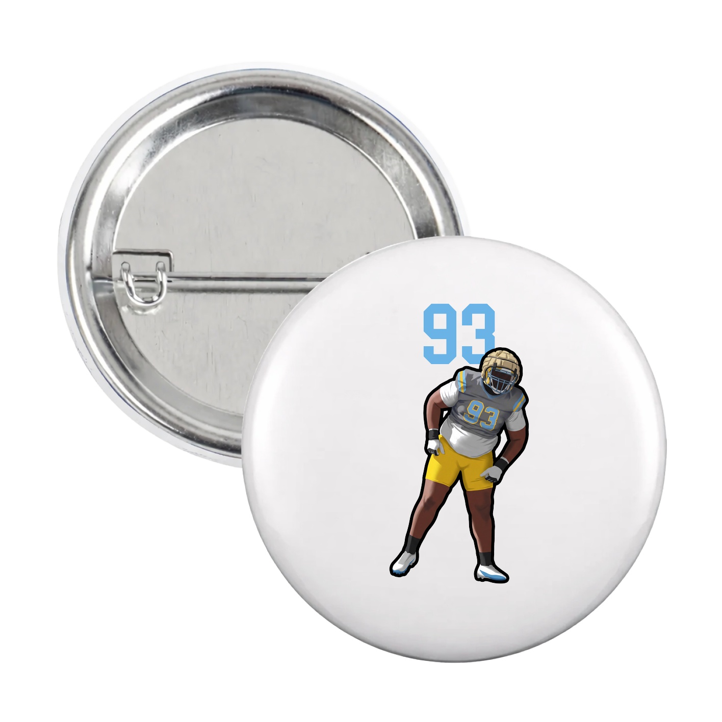Game Day Button — Number Top in White