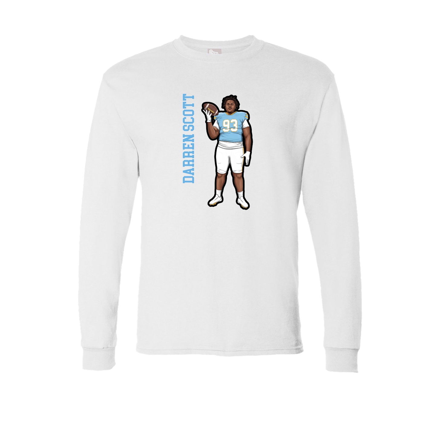 Long Sleeve Tee — Name Vertical in White