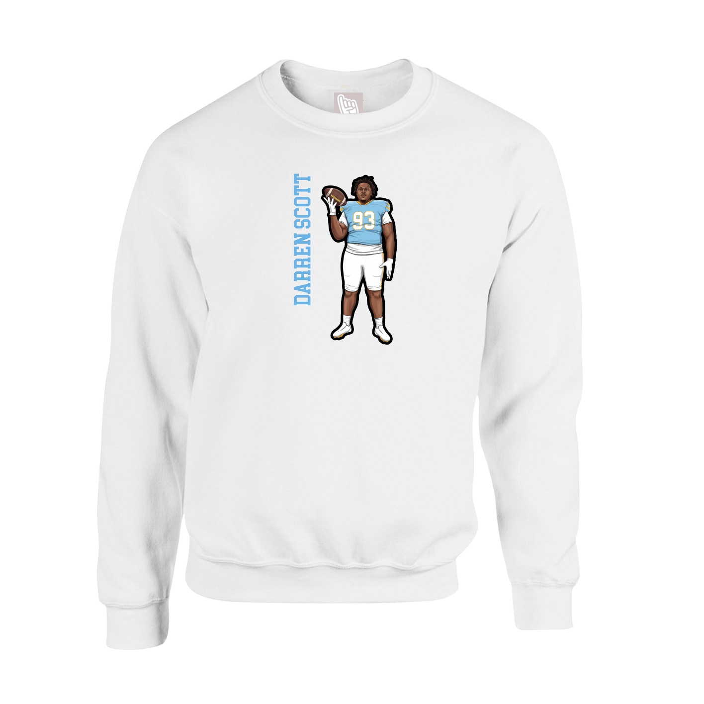 Fleece Crew — Name Vertical in White