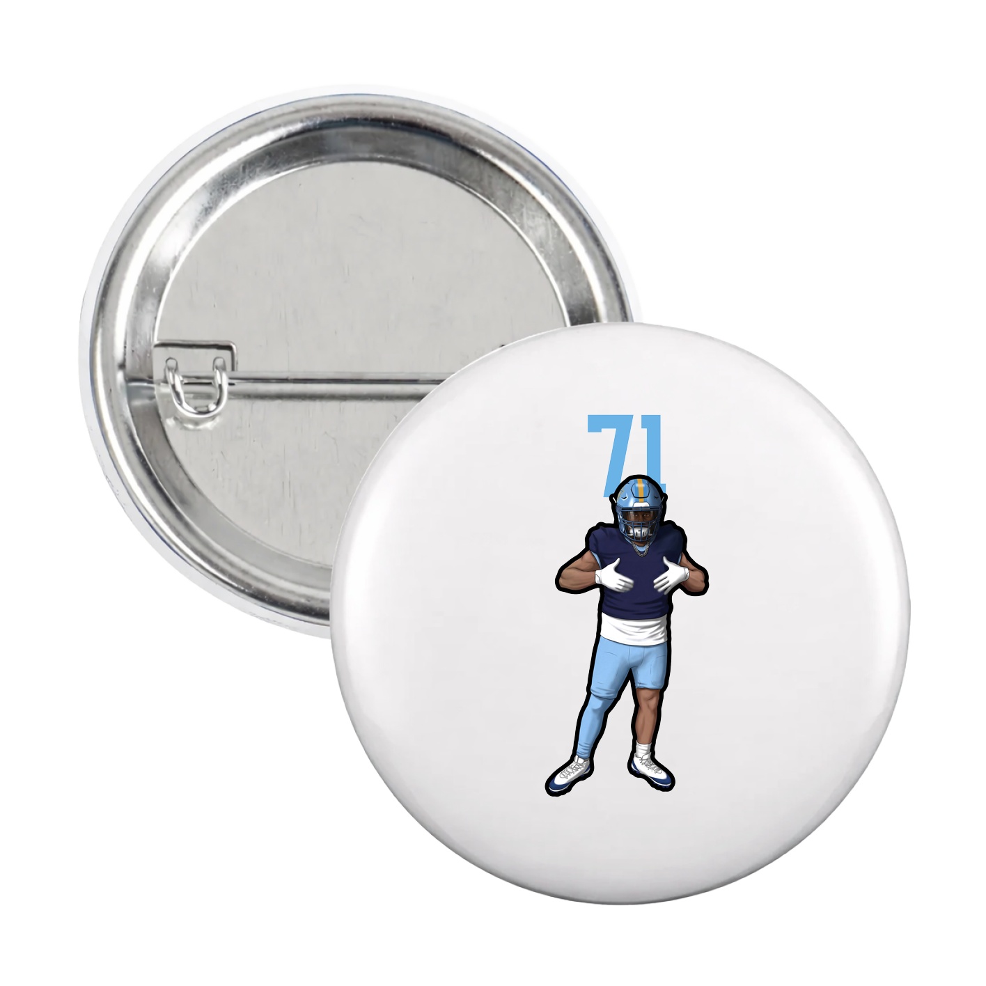 Game Day Button — Number Top in White
