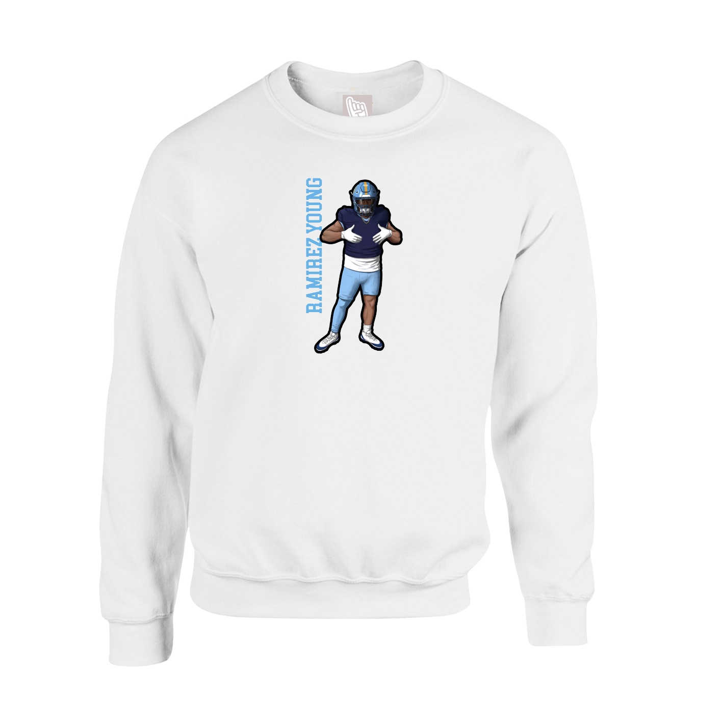 Fleece Crew — Name Vertical in White