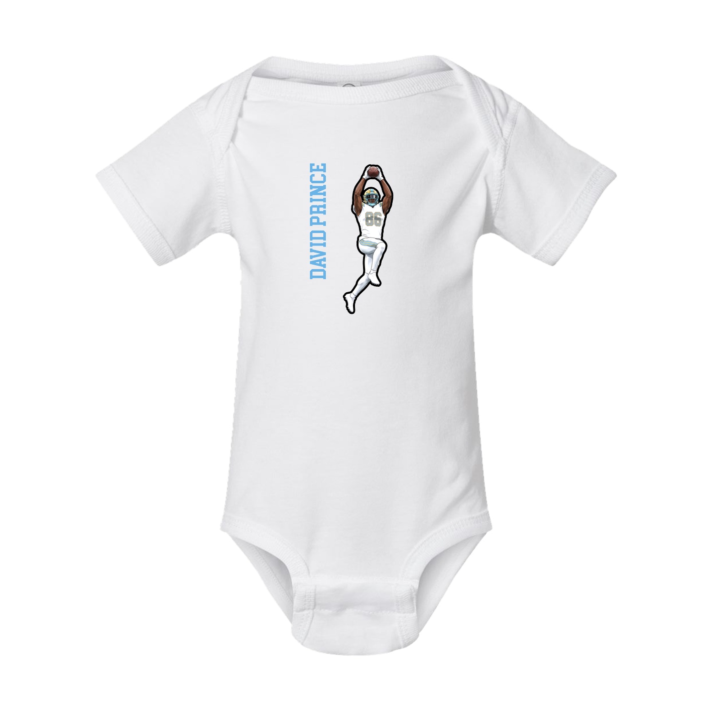 Baby Onesie — Name Vertical in White