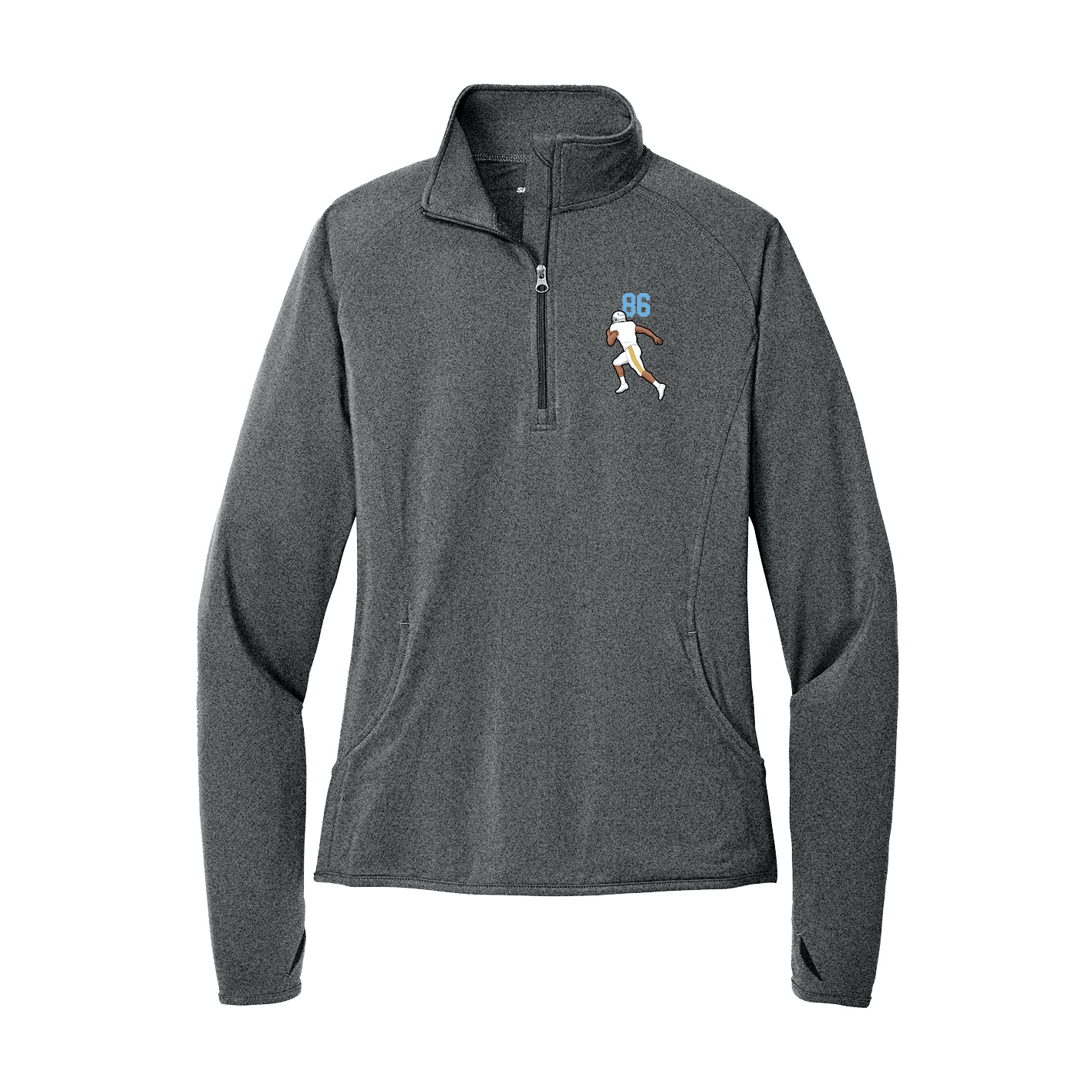 Women's Q-Zip Pullover — Number Top in Grey