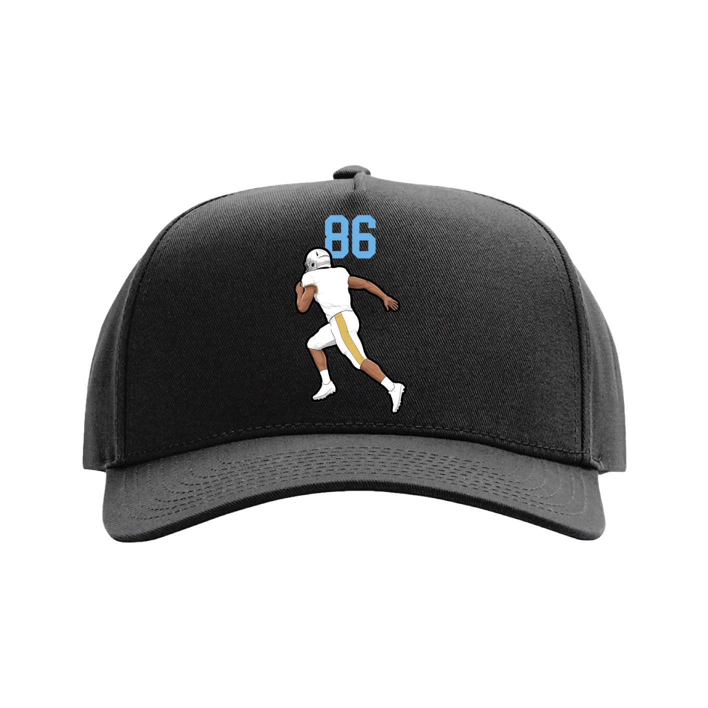 Full Fabric Five-Panel Champ Cap — Number Top in Black