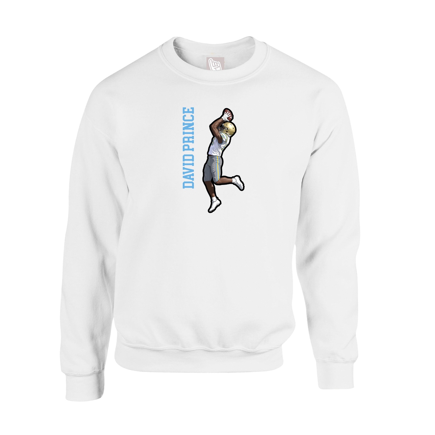 Fleece Crew — Name Vertical in White