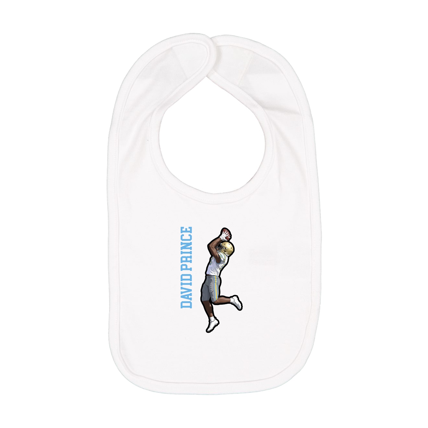 Infant Bib — Name Vertical in White