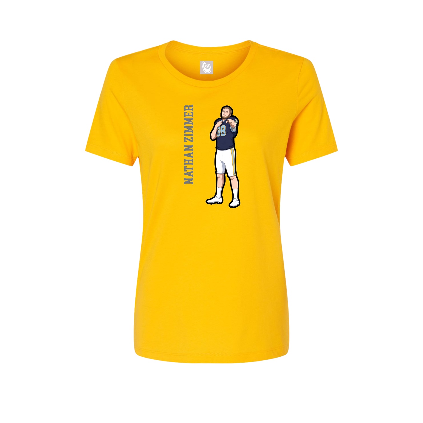 Fitted Women's Tee — Name Vertical in Gold