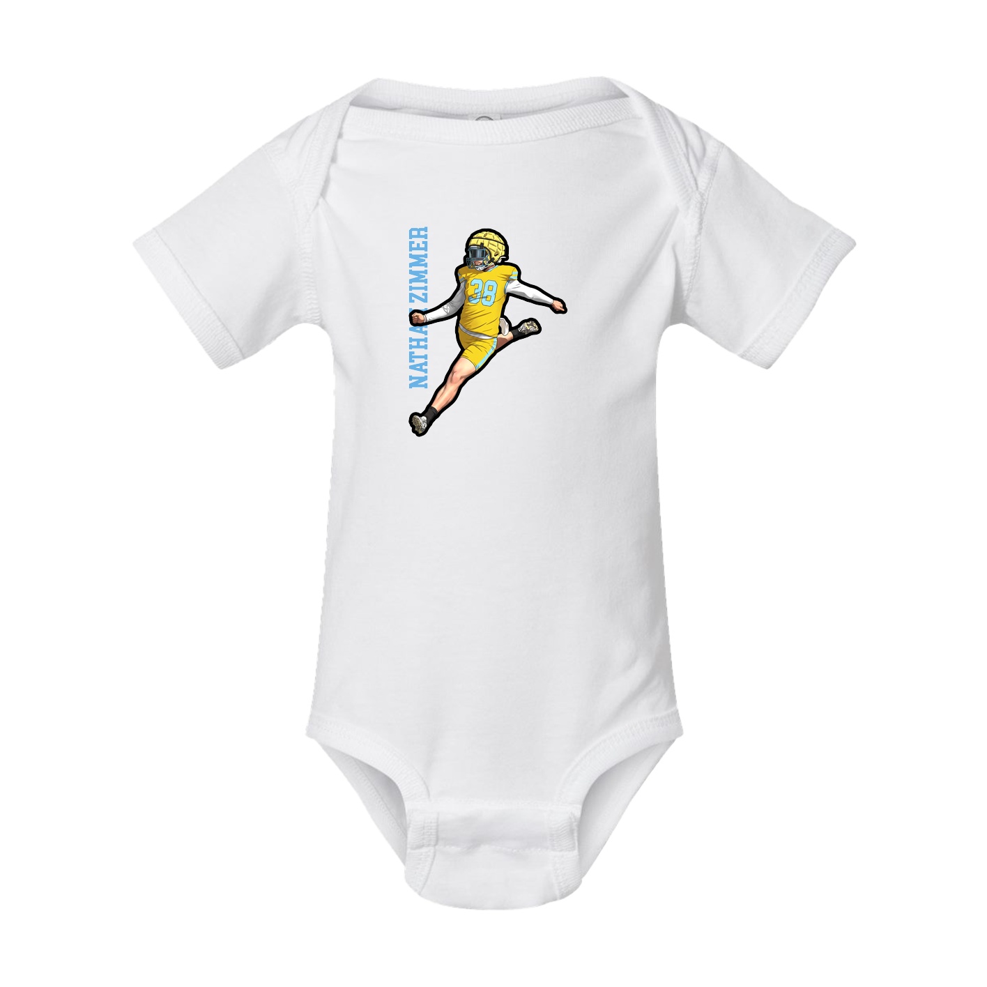 Baby Onesie — Name Vertical in White