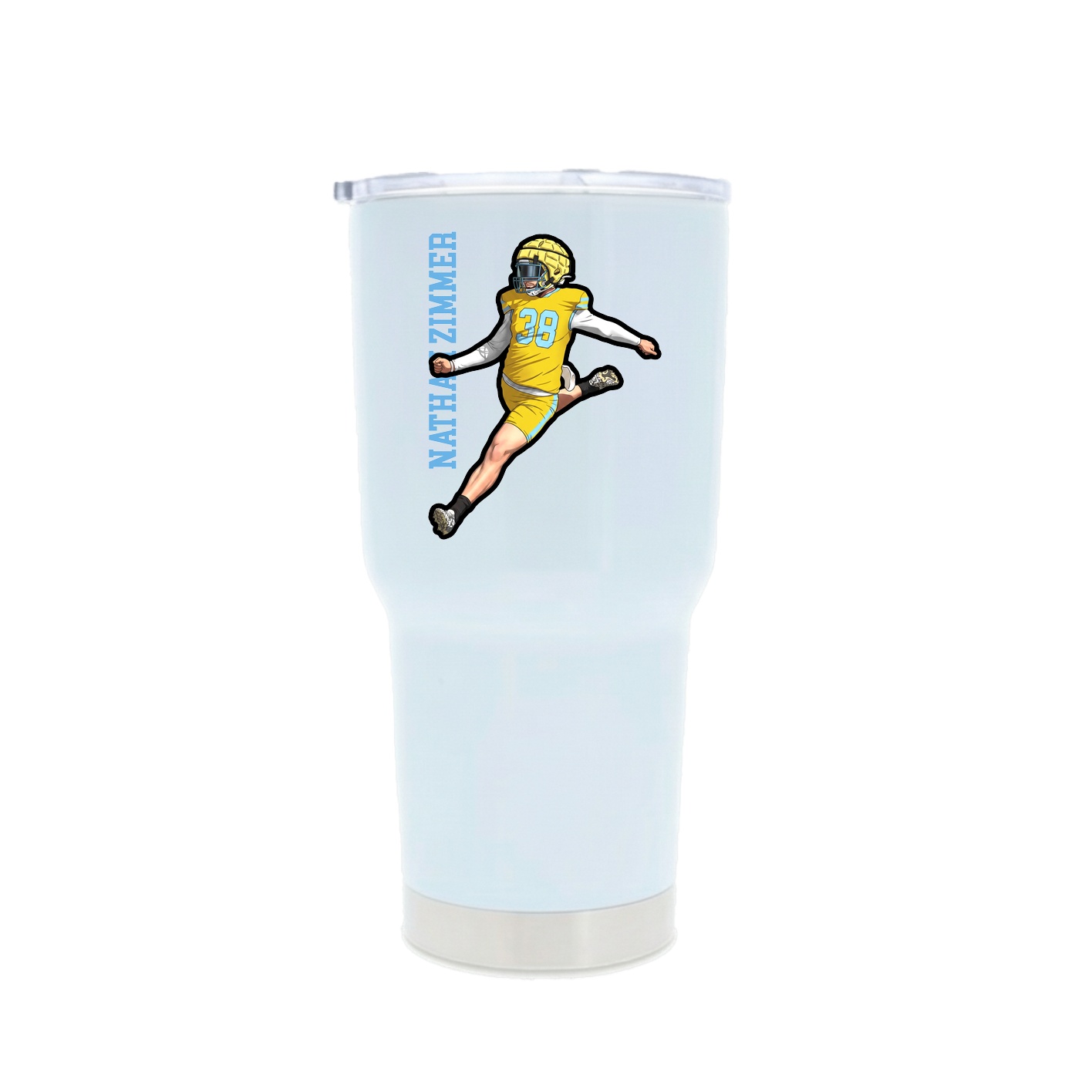 30oz Stainless Steel Tumbler — Name Vertical in White
