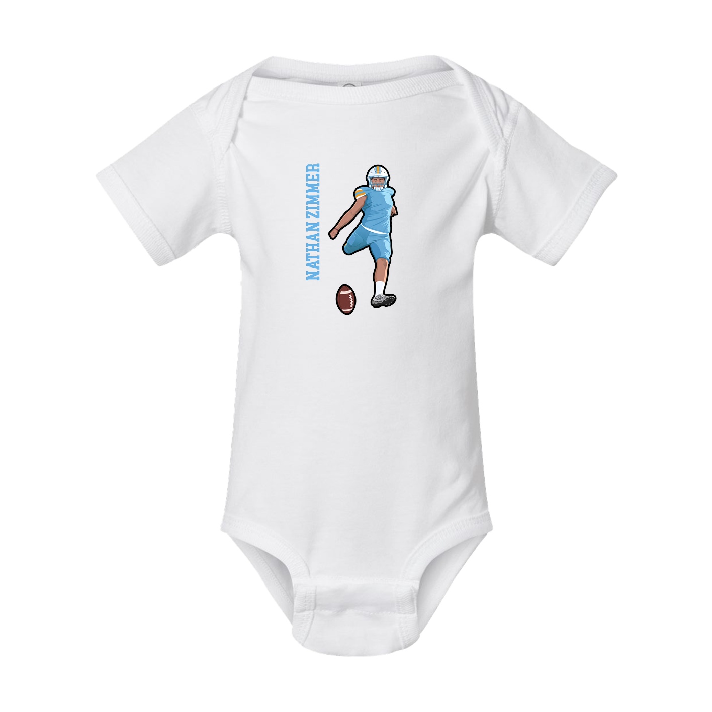 Baby Onesie — Name Vertical in White