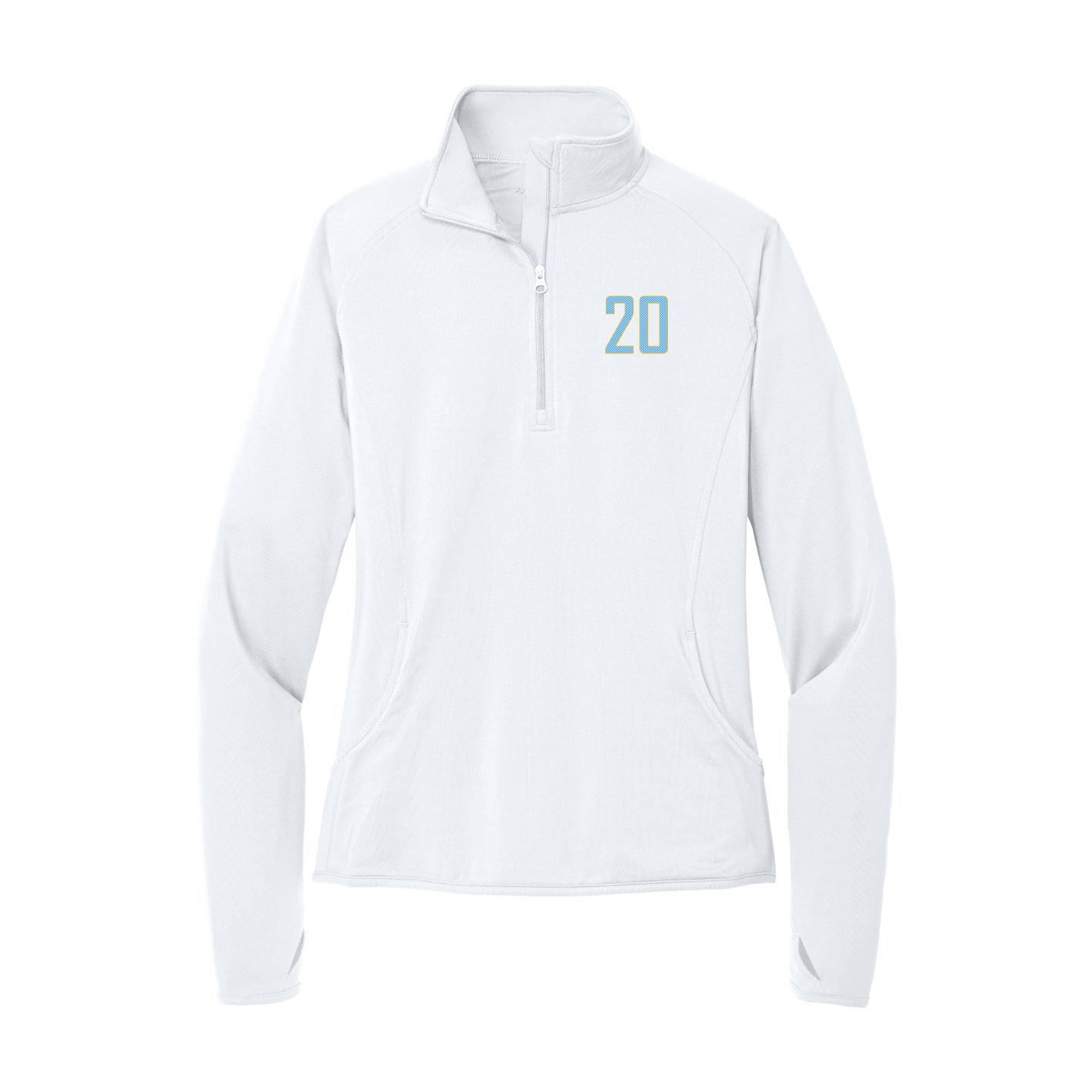 Women's Q-Zip Pullover — Front Shirsy in White